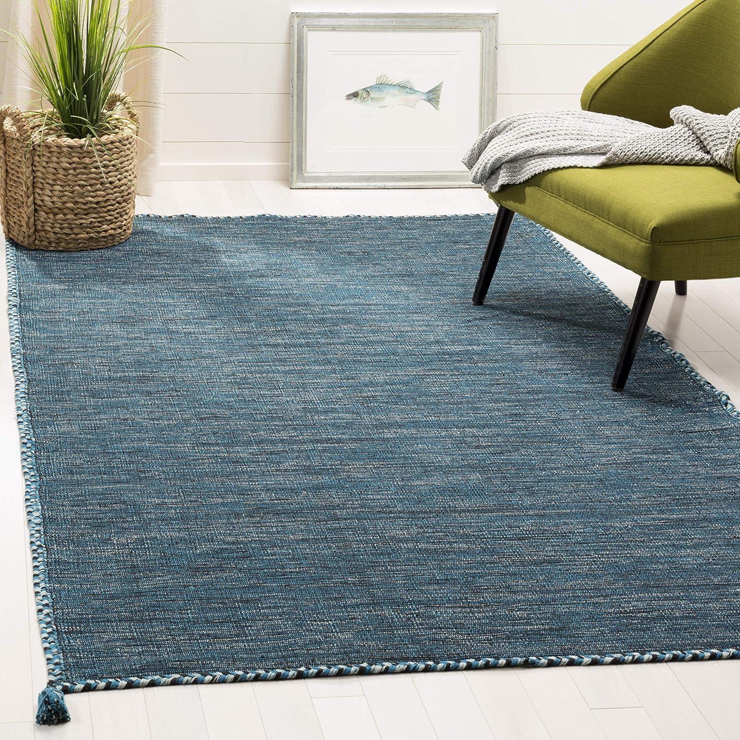 Montauk MTK150 Hand Woven Indoor Area Rug - Blue/Black - 5'x5' - Safavieh