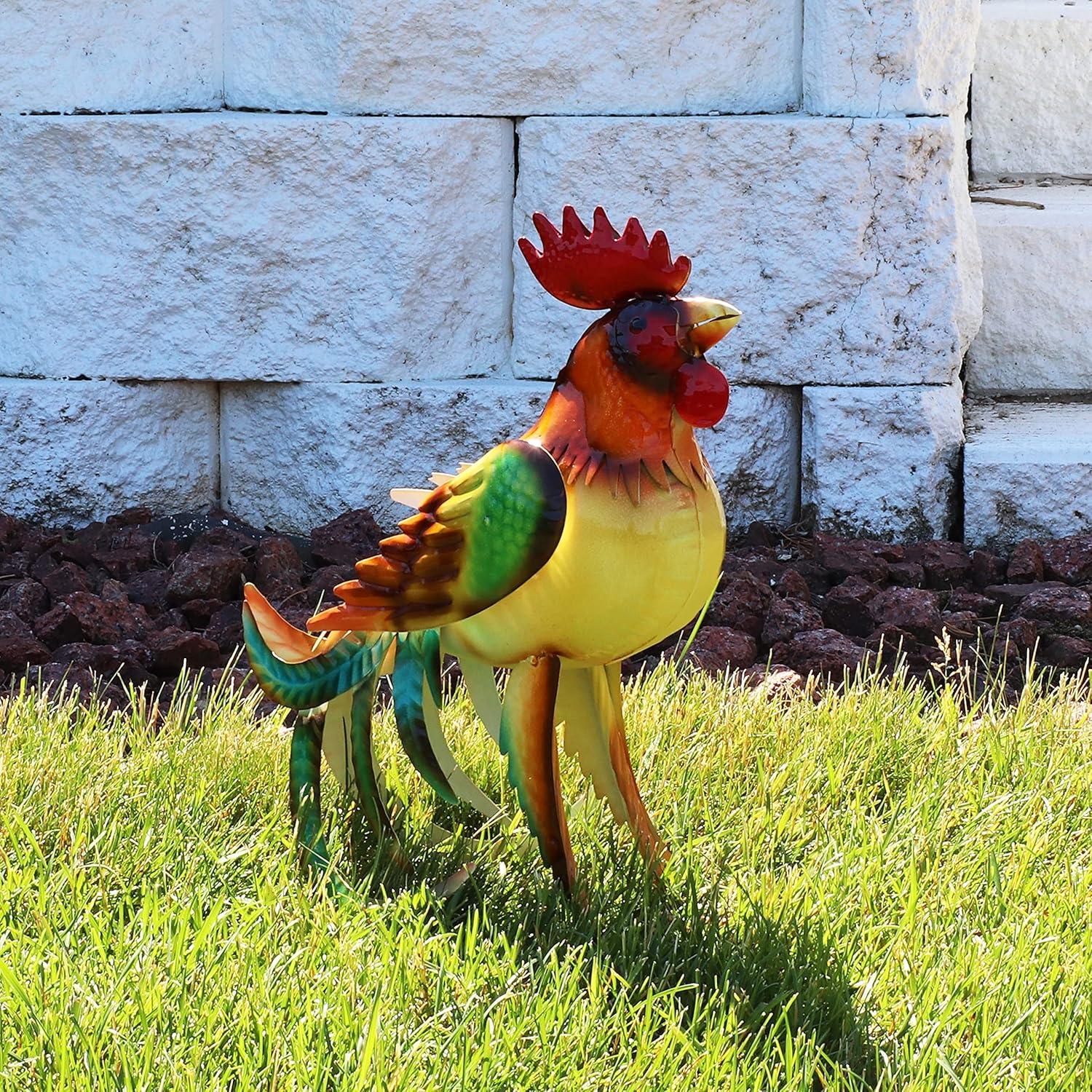 Romeo the Rooster 16" Multicolor Metal Outdoor Statue