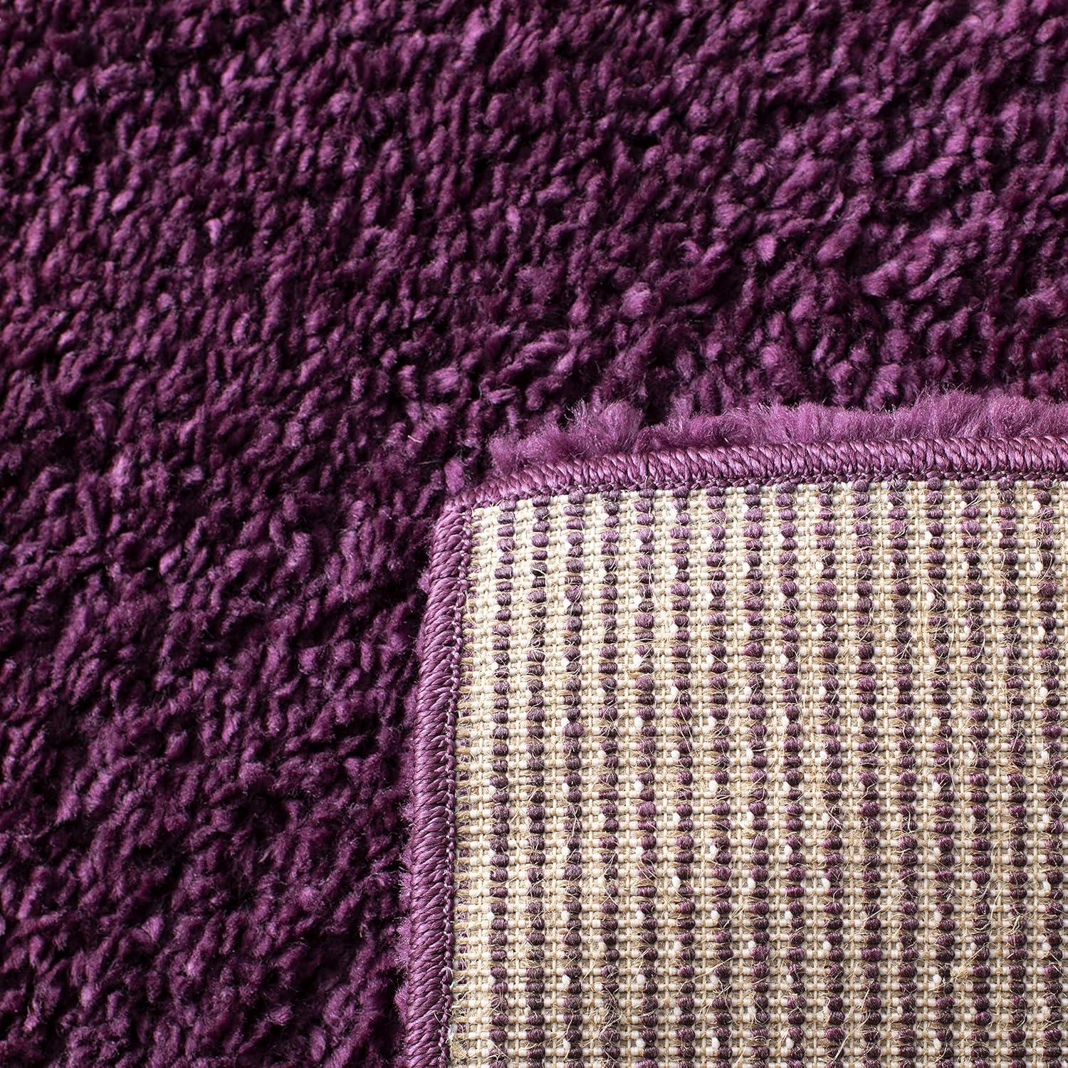 SAFAVIEH August Carlene Solid Plush Shag Area Rug, Purple, 5'3" x 5'3" Square