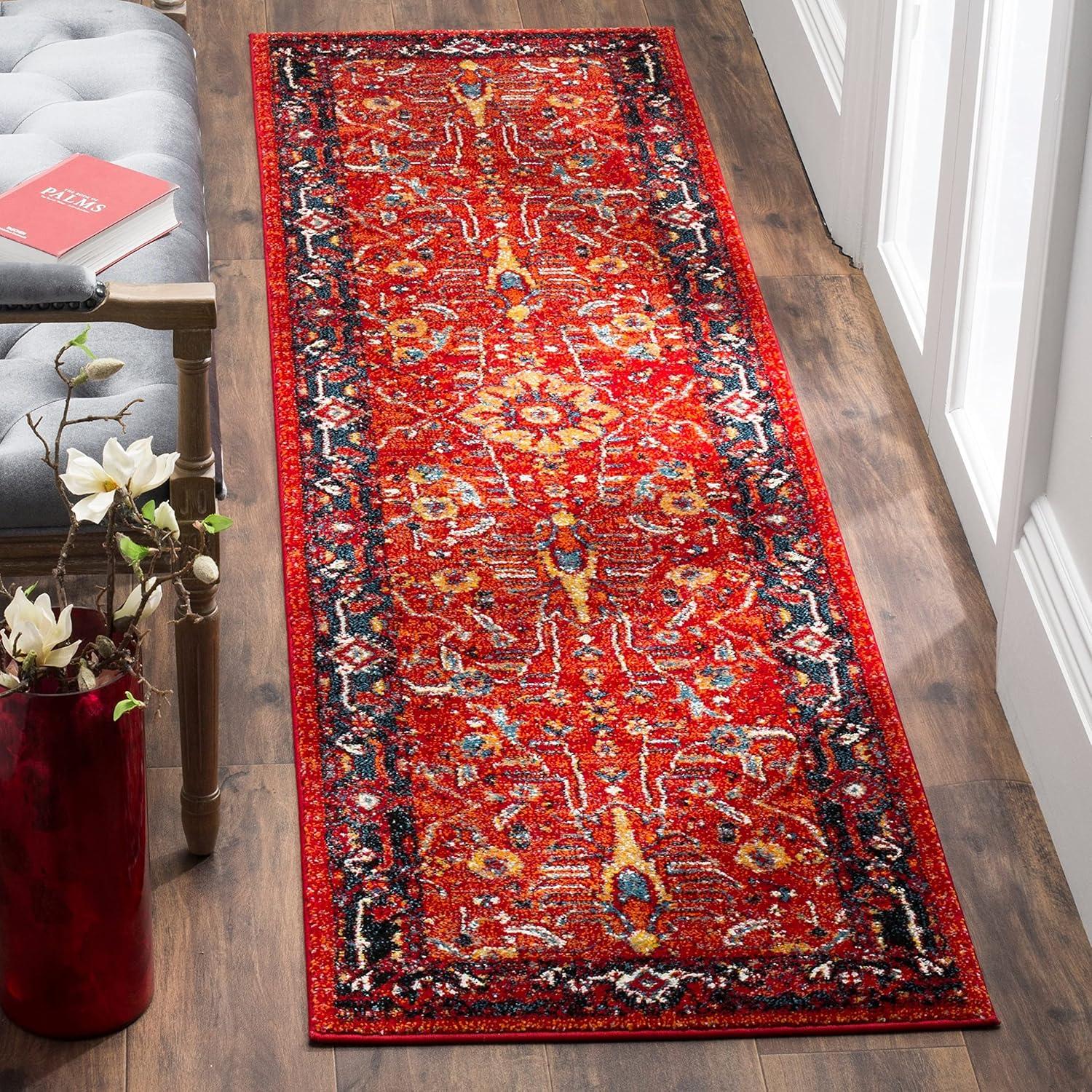 Vintage Hamadan VTH220 Power Loomed Indoor Area Rug - Orange/Navy - 8'x10' - Safavieh