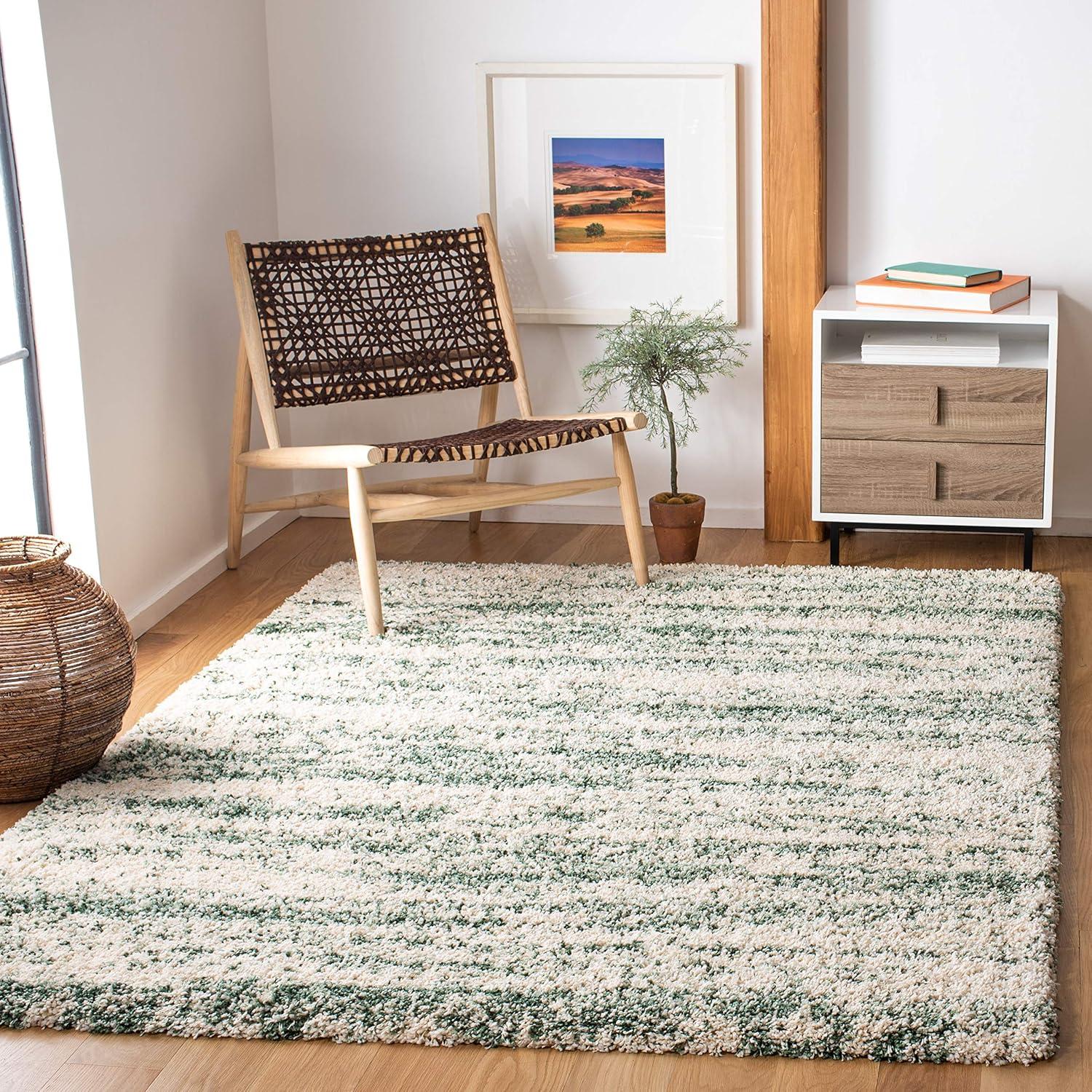 Hudson Shag SGH206 Power Loomed Area Rug - Ivory/Green - 7'x7' - Safavieh.