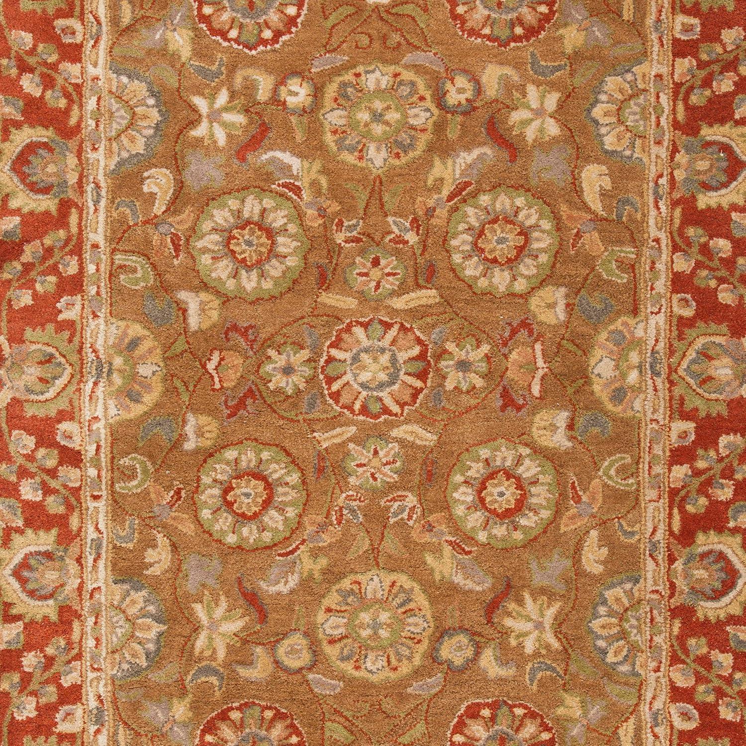 SAFAVIEH Heritage Mercia Traditional Wool Area Rug, Beige/Rust, 9' x 12'