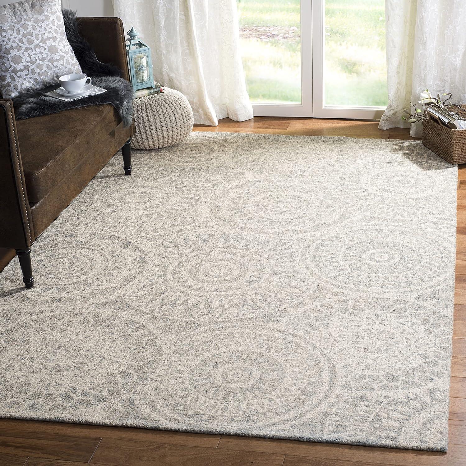 Ivory and Gray Handmade Wool Tufted Abstract 3' x 5' Rug