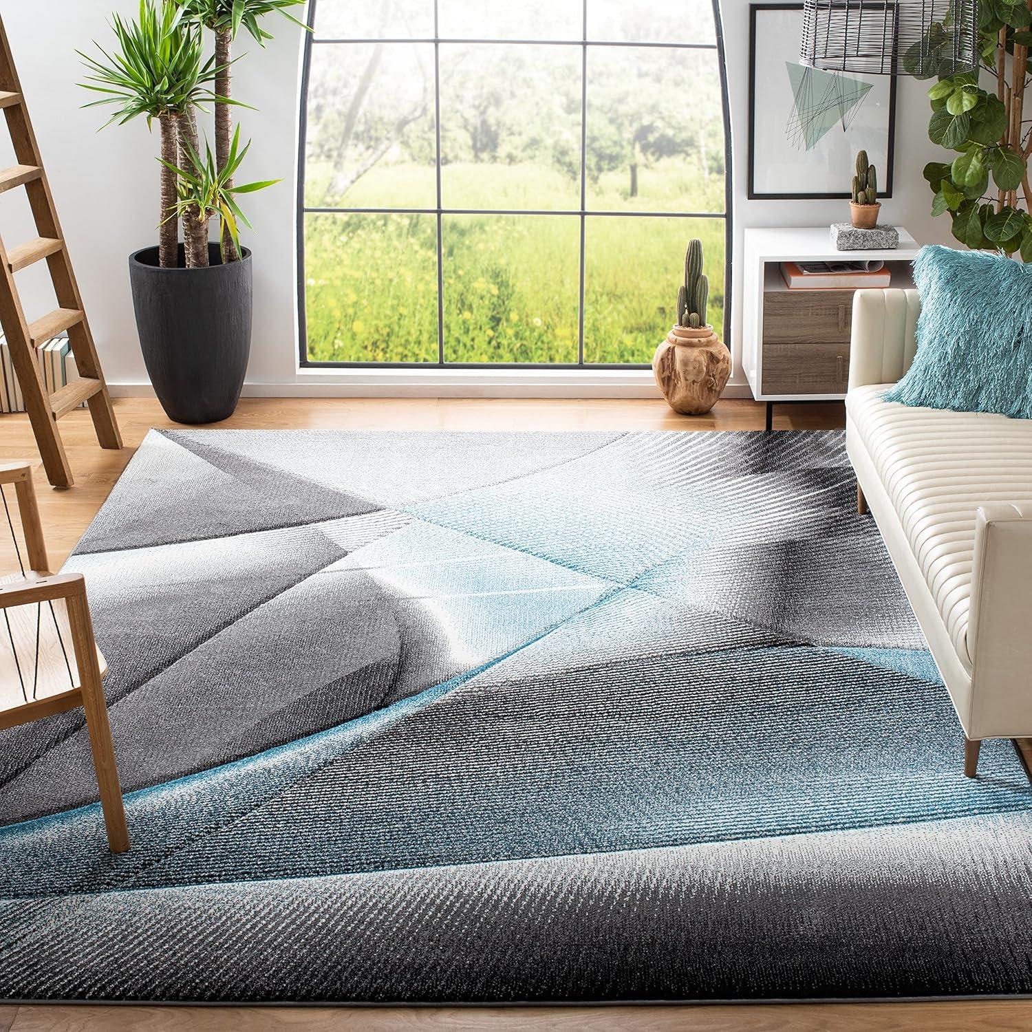 Hollywood HLW715 Machine Made Area Rug - 9'x12' - Grey/Green - Safavieh