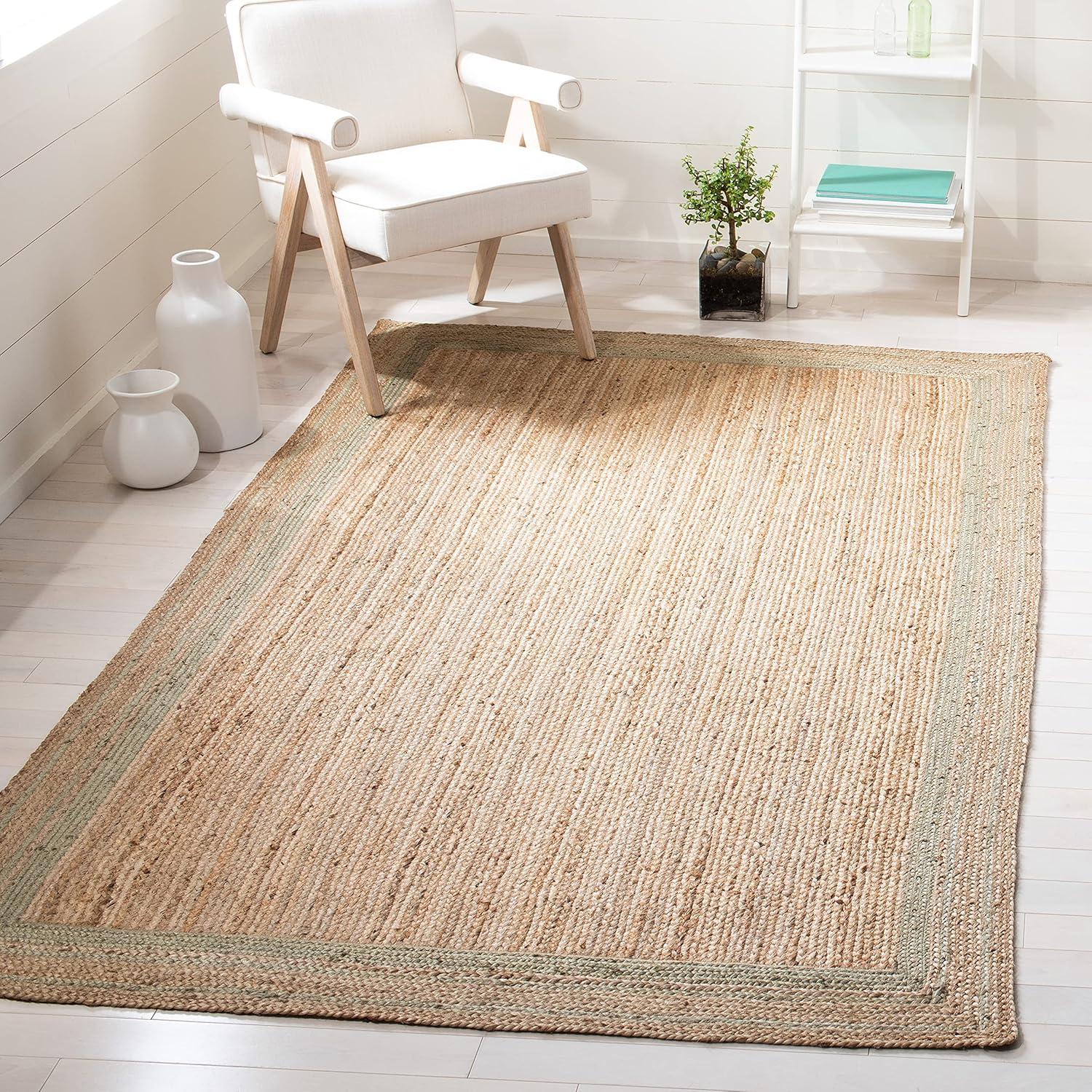 SAFAVIEH Natural Fiber Ariana Bordered Area Rug, Green/Natural, 4' x 6'
