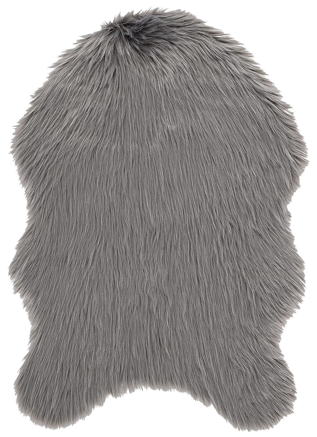 Faux Sheep Skin FSS115 Power Loomed Indoor Accent Rug - Grey - 2'x3' - Safavieh