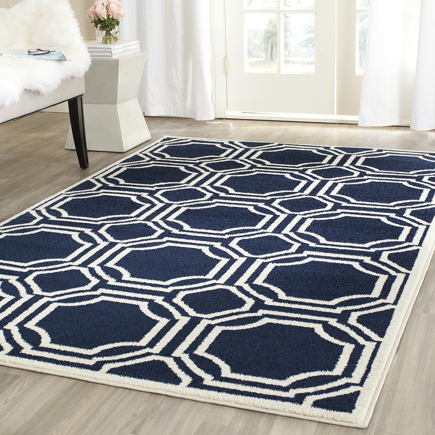 Amherst AMT411 Power Loomed Accent Rug - Navy/Ivory - 2'6"x4' - Safavieh.