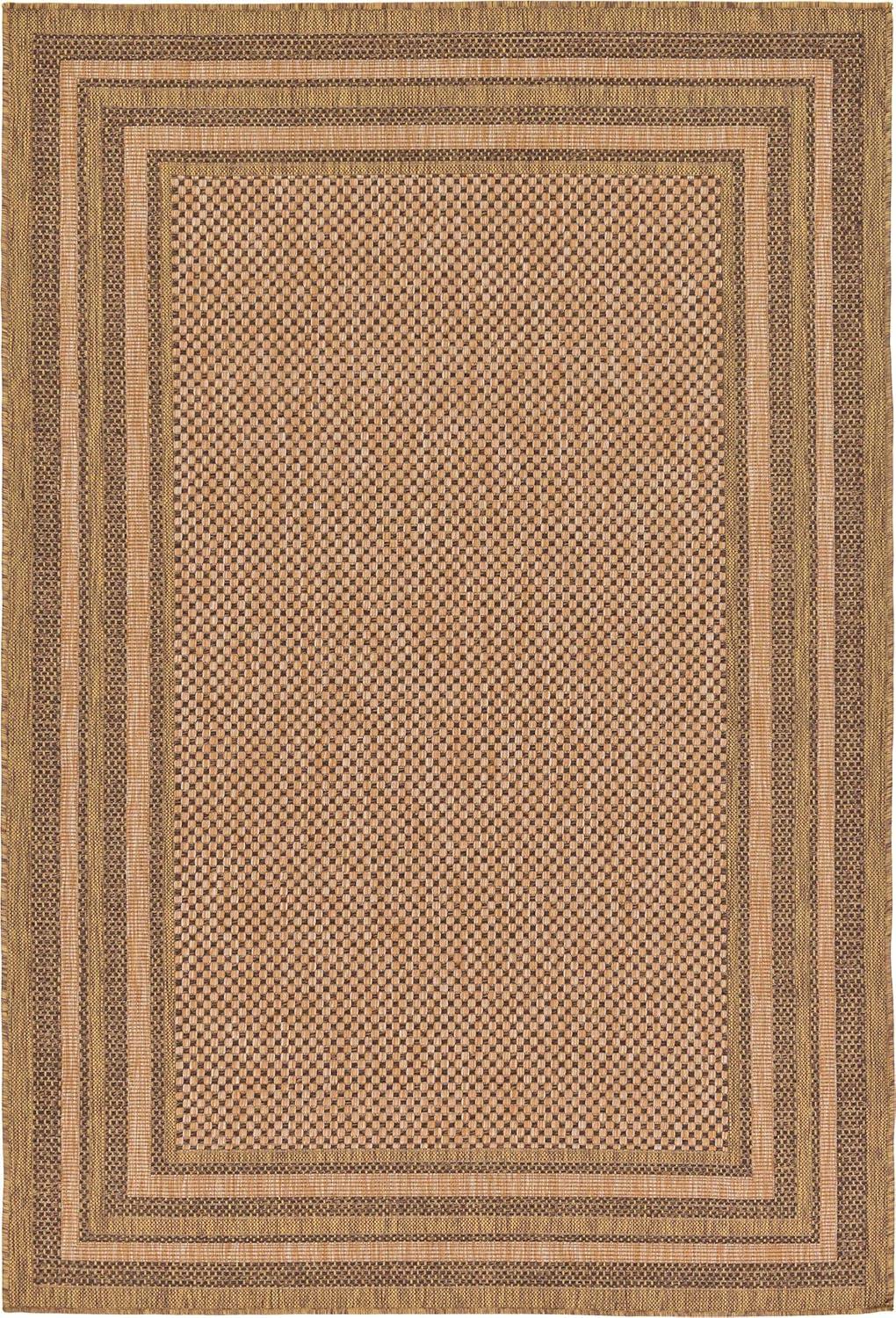 Unique Loom 5' 3 x 8' 0 Light Brown Outdoor Border Multi Border Area Rug