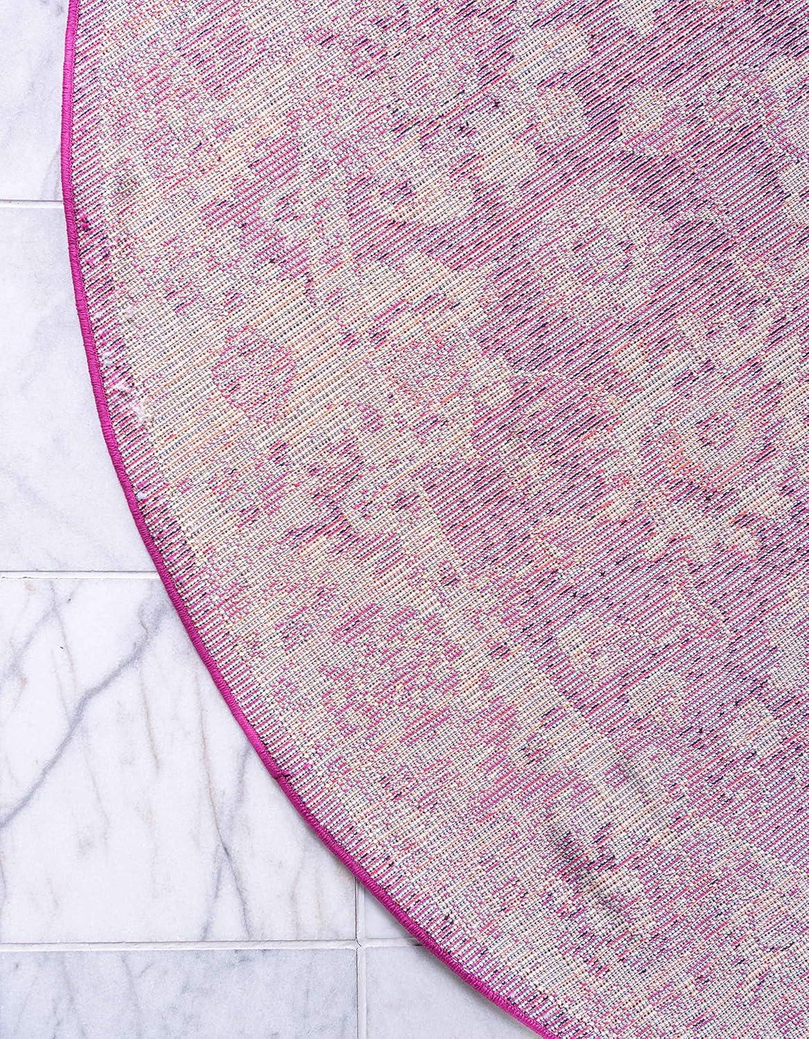 Unique Loom Penrose Collection Area Rug - Krystle (6' 1" Round Purple/Ivory)