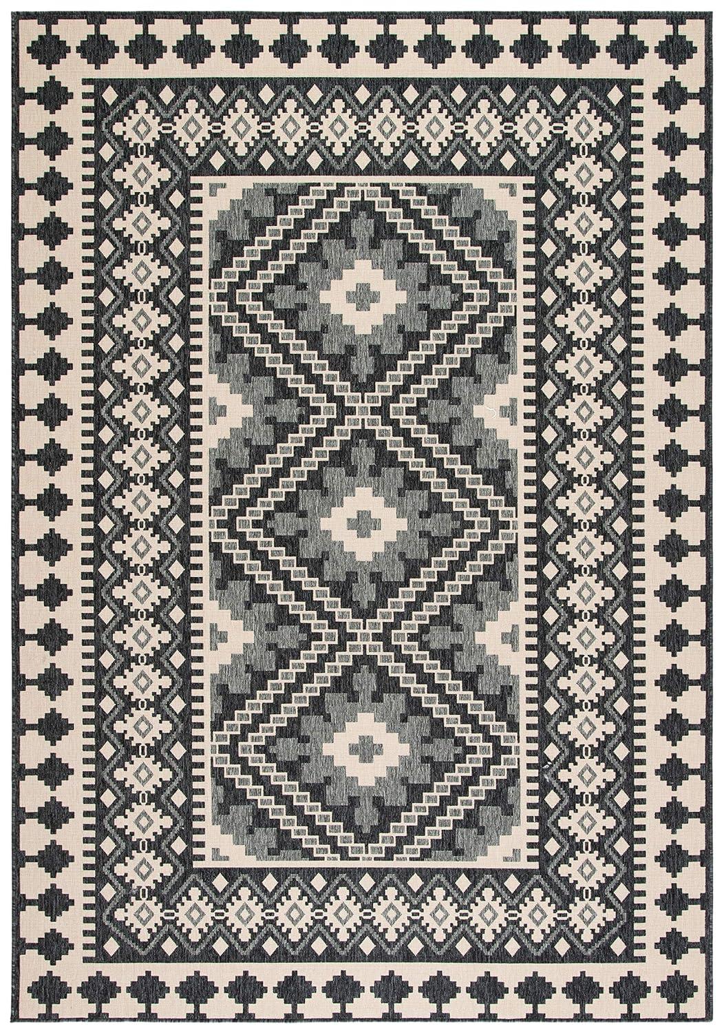 Veranda VER099 Power Loomed Indoor/Outdoor Area Rug - Ivory/Grey - 9'x12' - Safavieh