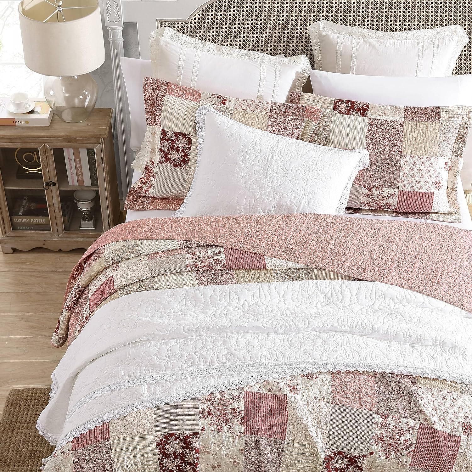 Laura Ashley Celina Patchwork Cotton Reversible Quilt Set