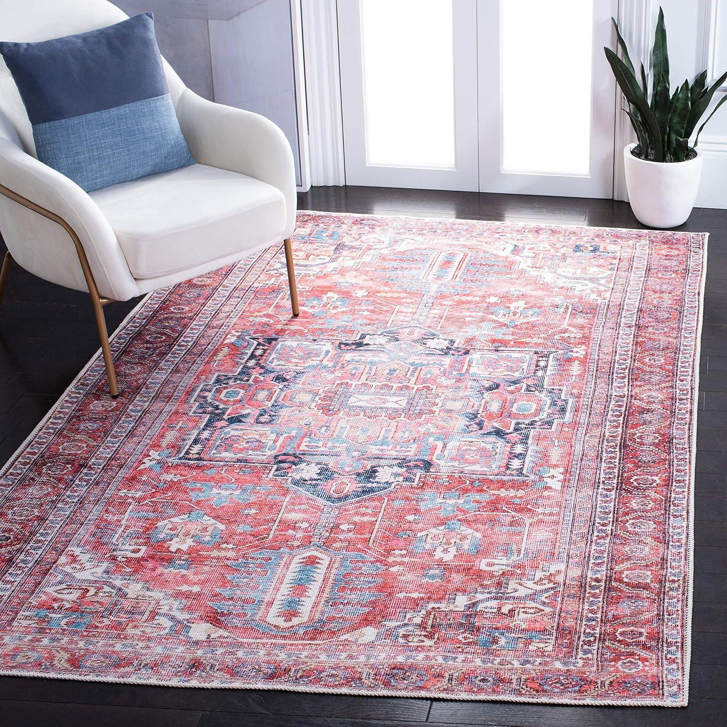SAFAVIEH Serapi Collection SEP389Q Red / Navy Rug