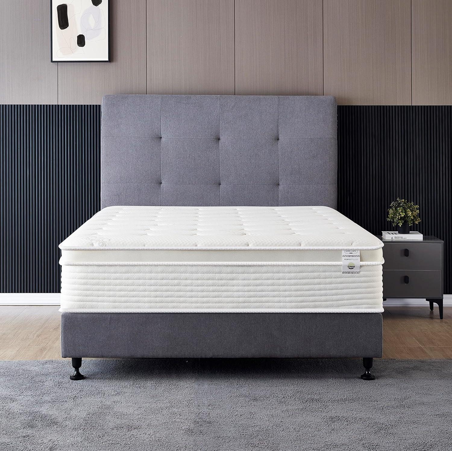 Full Size Mattress - 12 Inch Cool Memory Foam & Spring Hybrid Mattress - Euro Top - Medium Firm - Oliver & Smith