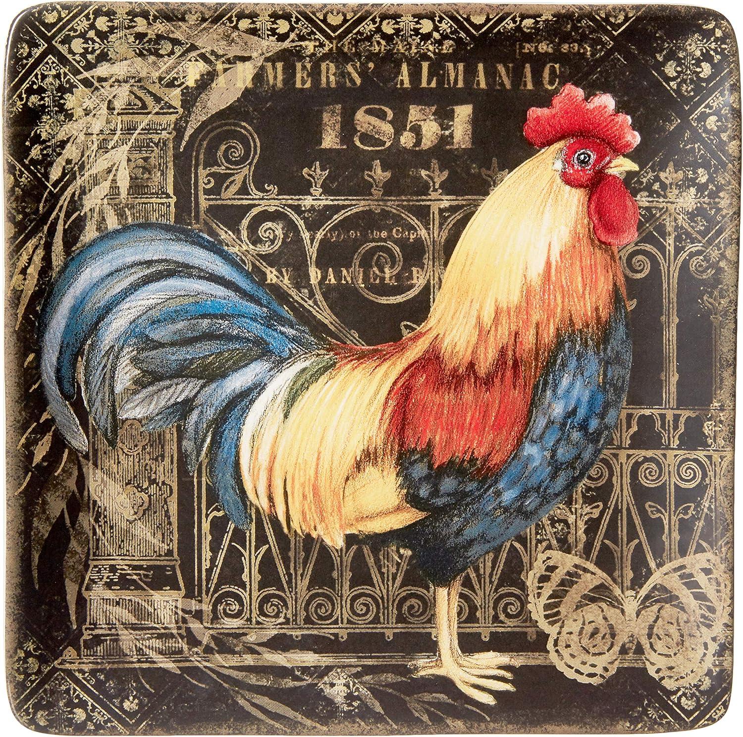 Certified International Gilded Rooster Dinnerware.Tabletop, One Size, Multicolor