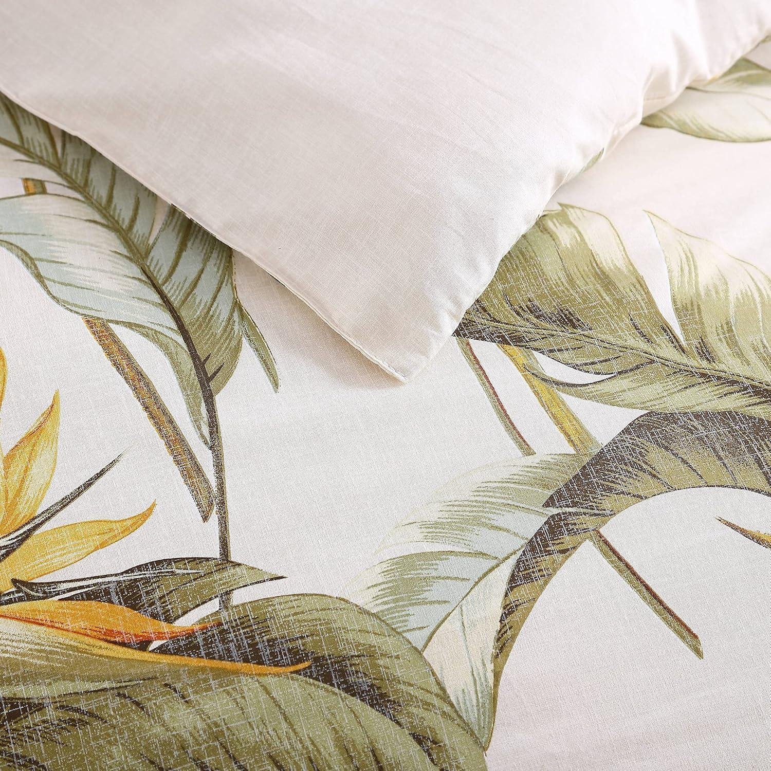 Tommy Bahama Birds Of Paradise Ivory Cotton Reversible Duvet Cover Set