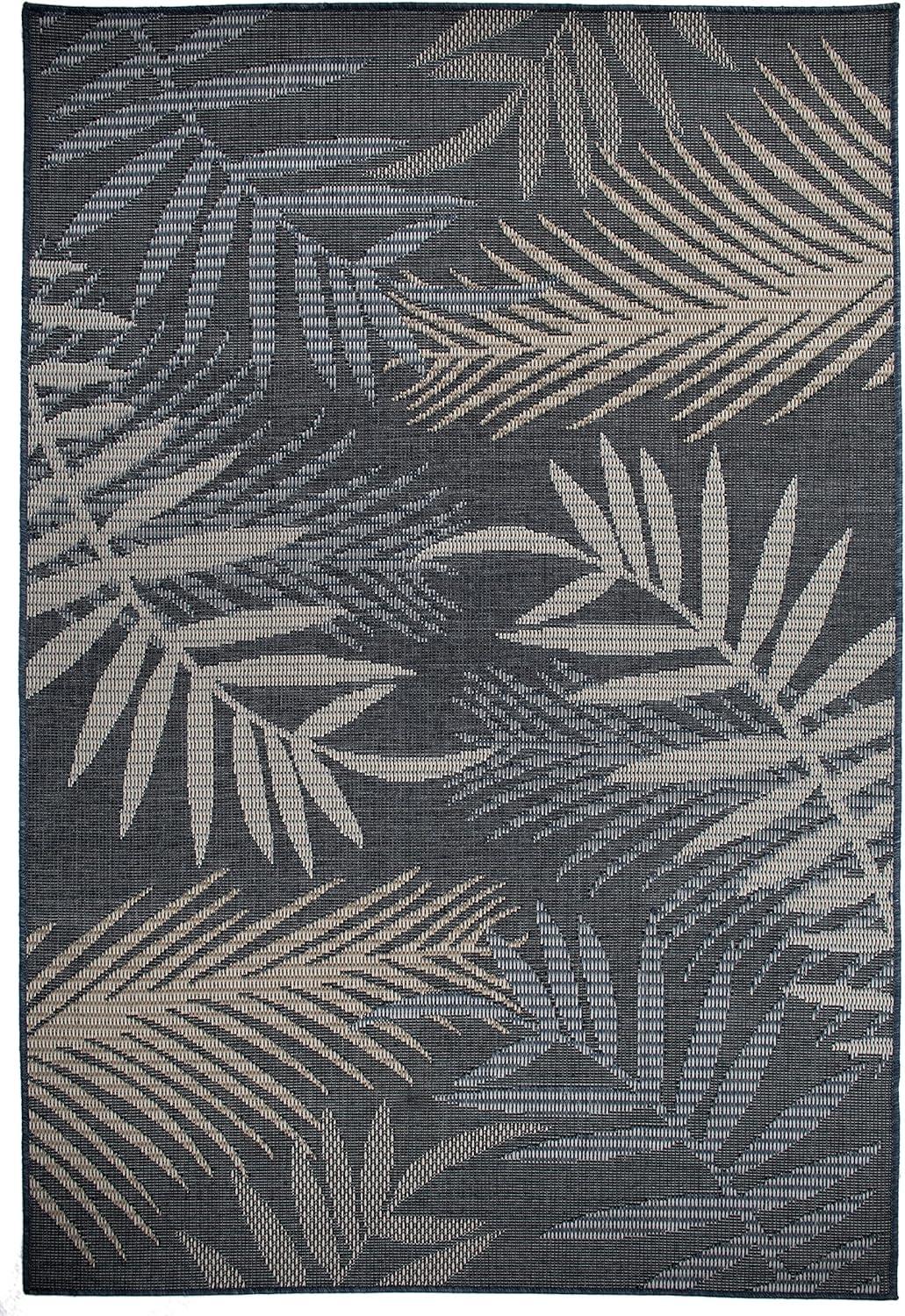 World Rug Gallery Bahama Palm Frond Indoor/Outdoor Area Rug - Blue 5' x 7'