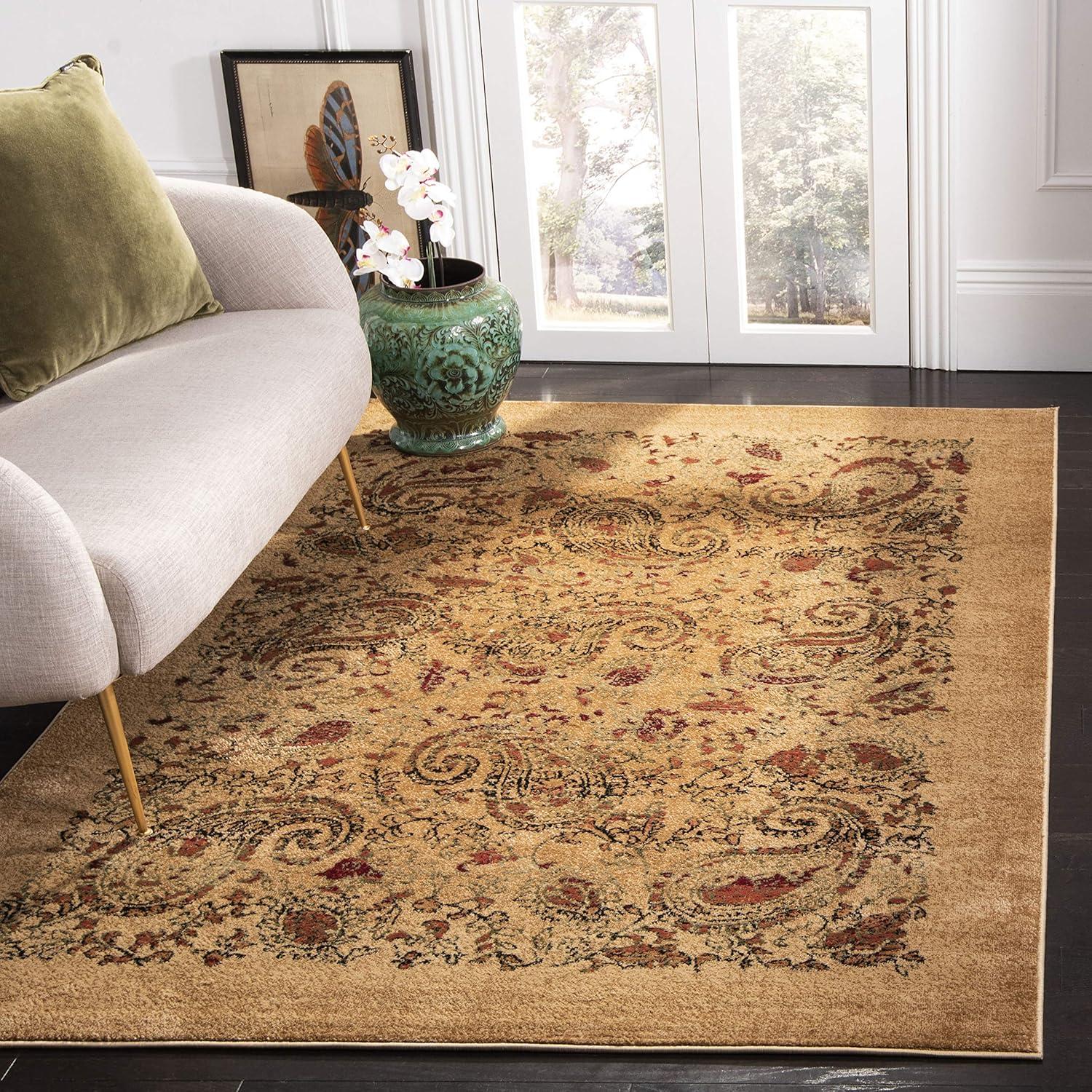 Beige and Multicolor Traditional Paisley Area Rug