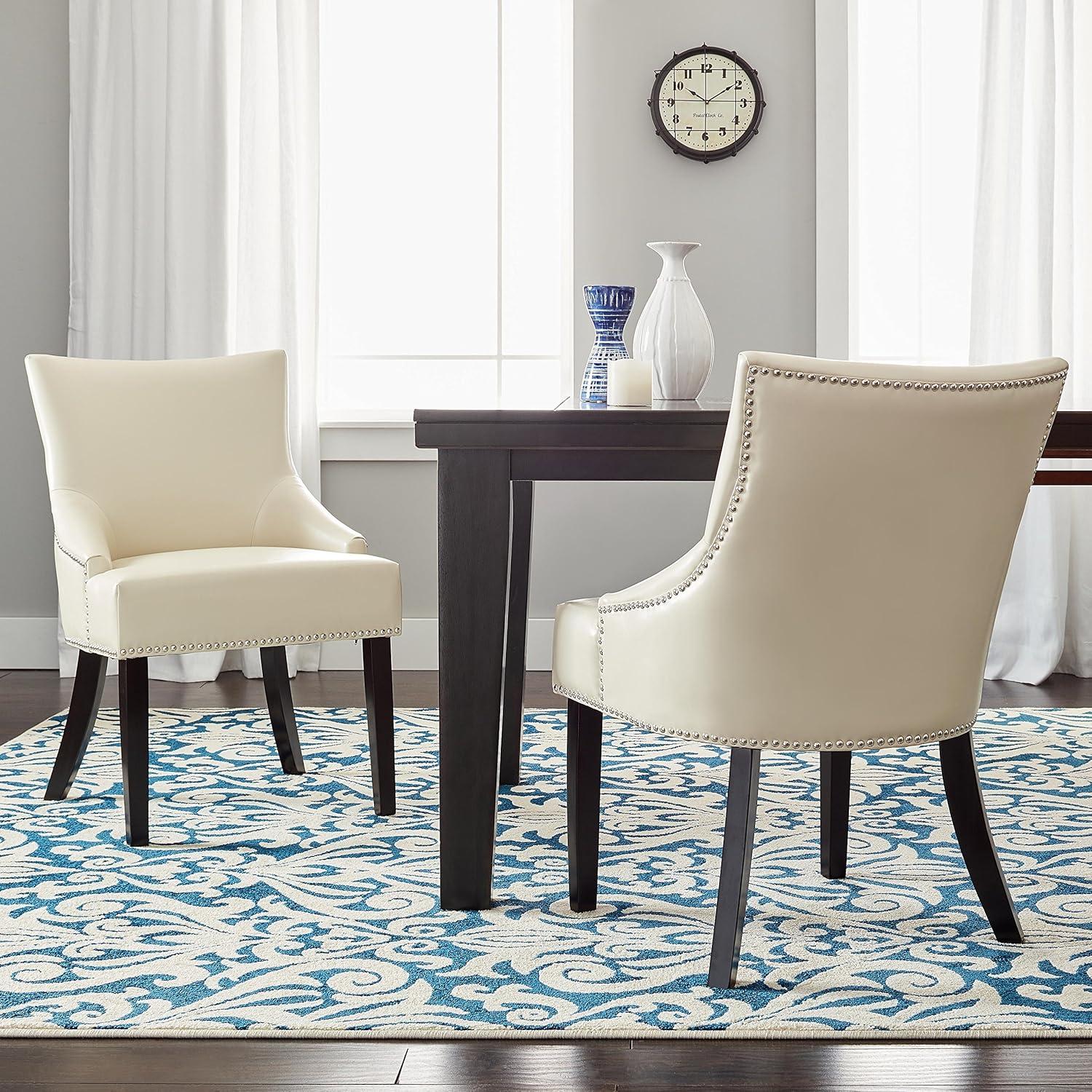 Lotus Kd 19" H Dining Chair With Nail Head Trim (Set of 2) - MCR4700 - Black - Safavieh Couture