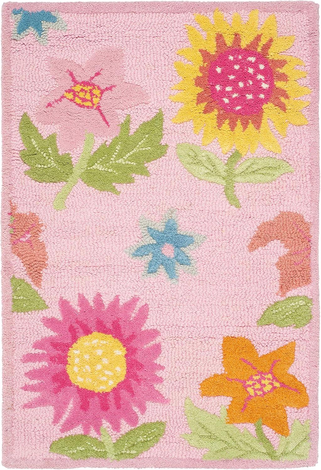 SAFAVIEH Kids Floral Vana Floral Cotton Area Rug, Pink, 2' x 3'