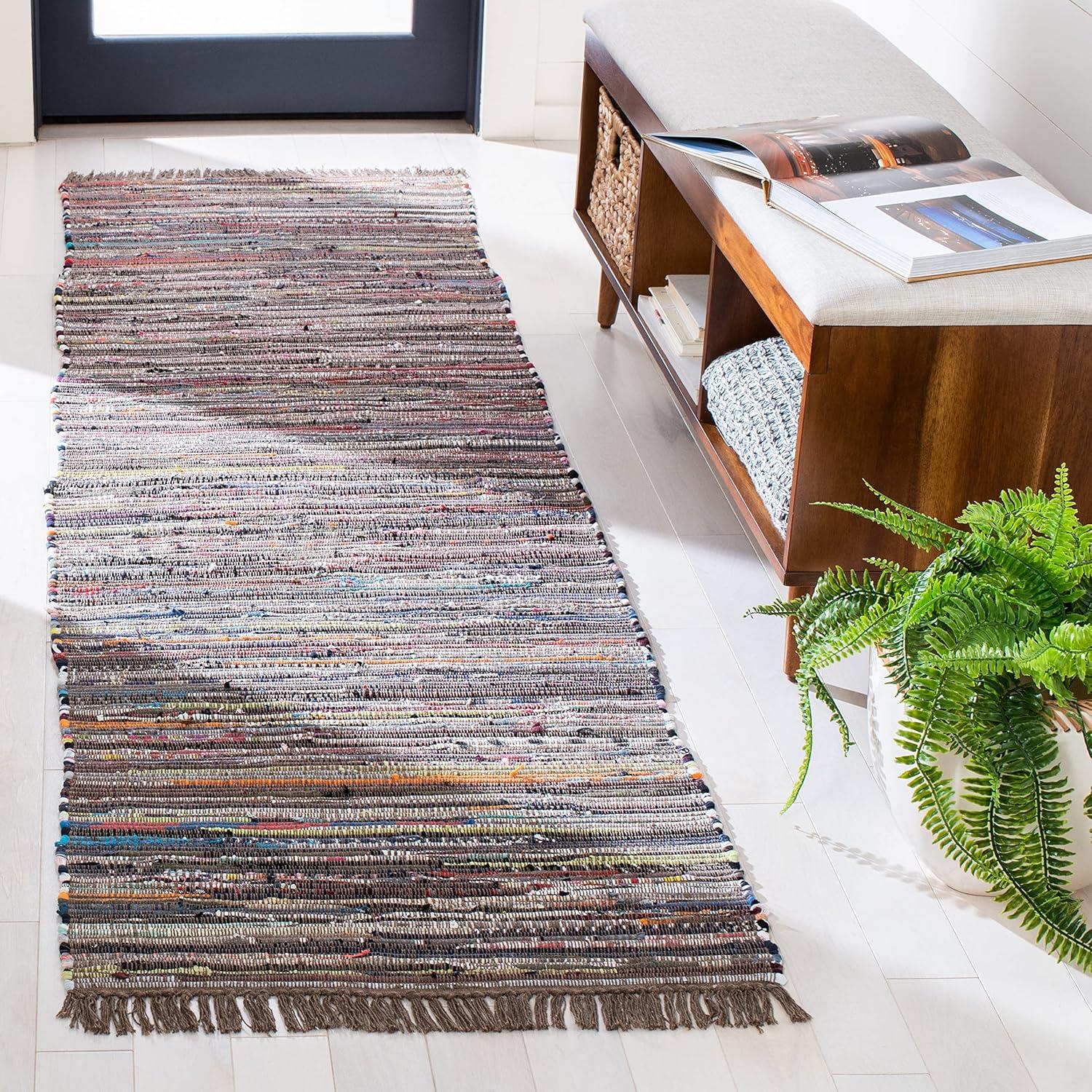 Rag Rug RAR121 Hand Woven Indoor Accent Rug - Rust/Multi - 2'3"x5' - Safavieh.