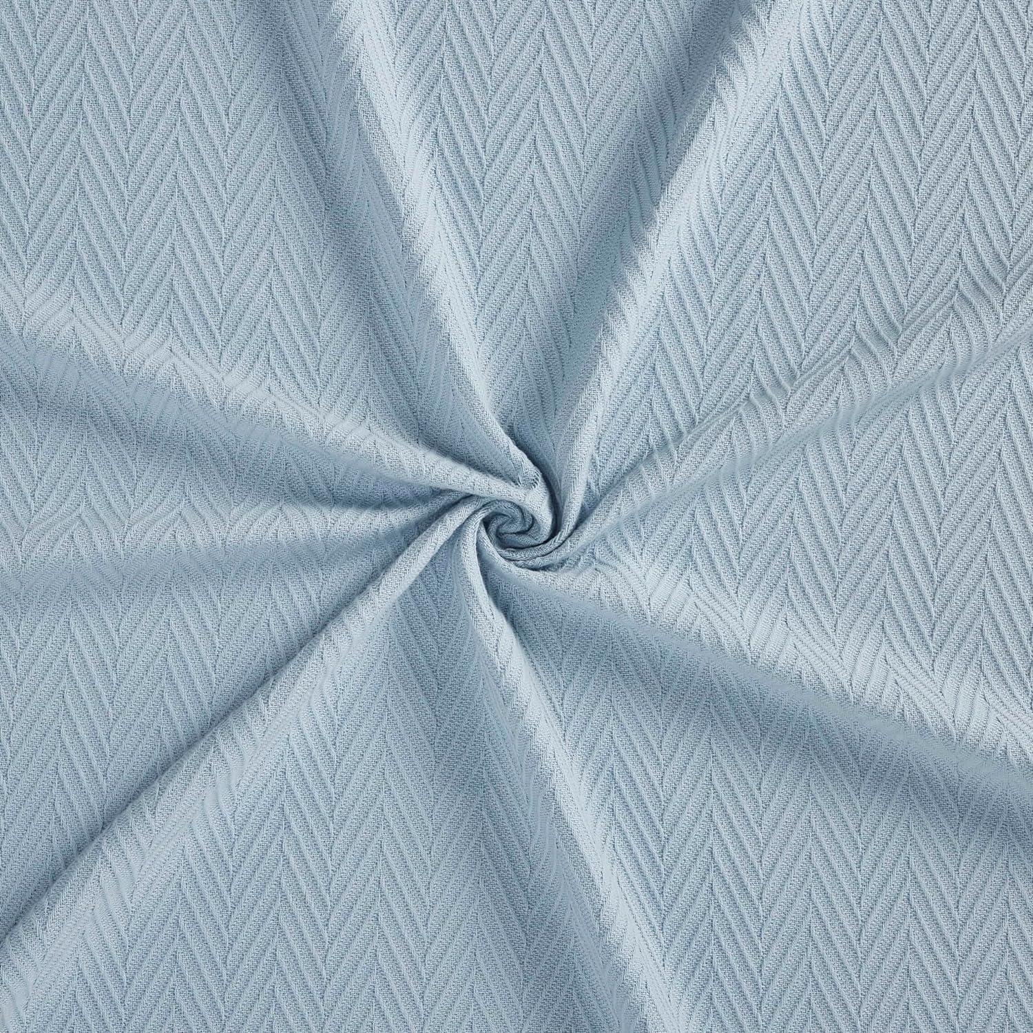 Light Blue King Size Cotton Knitted Throw Blanket