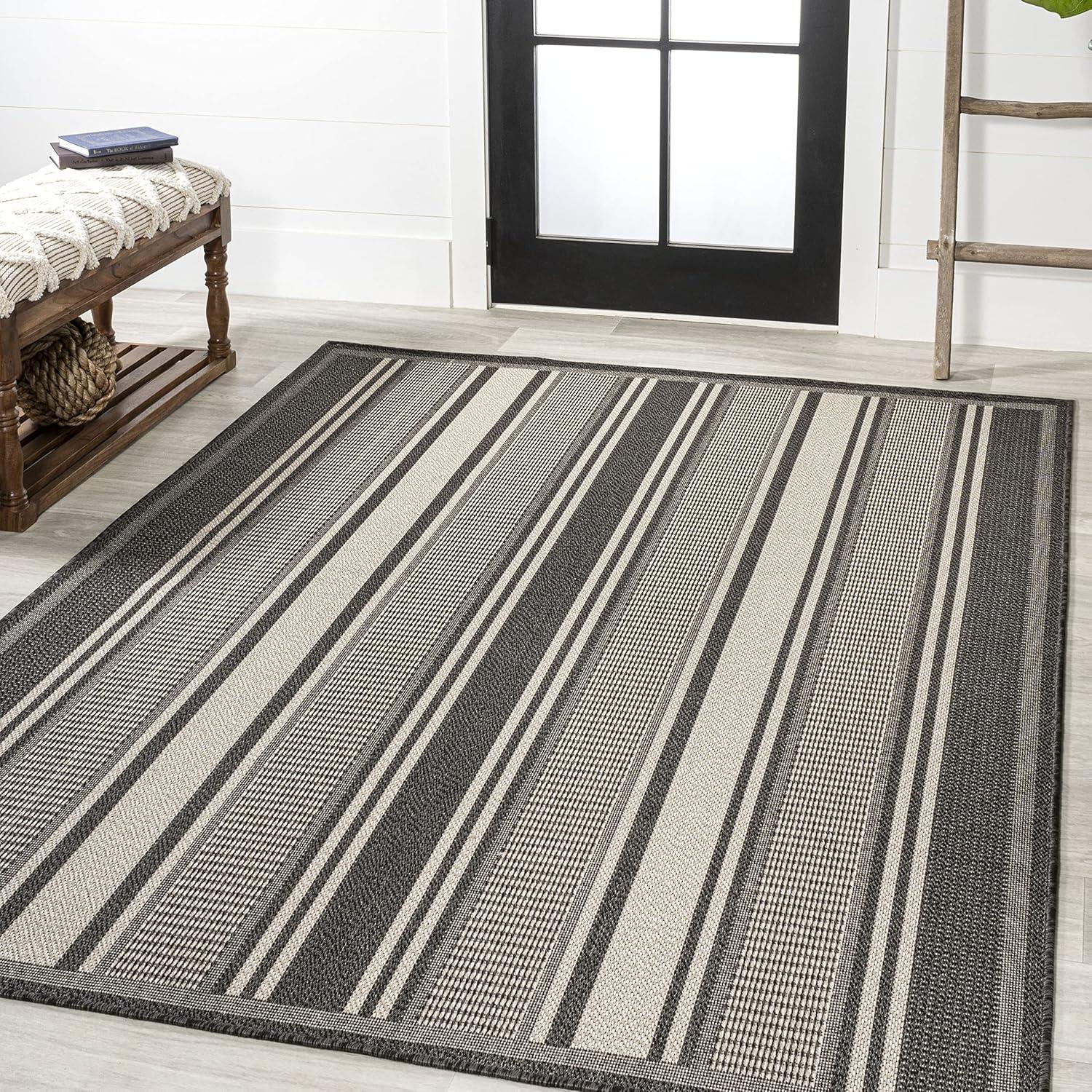 Haynes Modern Double Stripe Indoor/Outdoor Area Rug - JONATHAN Y