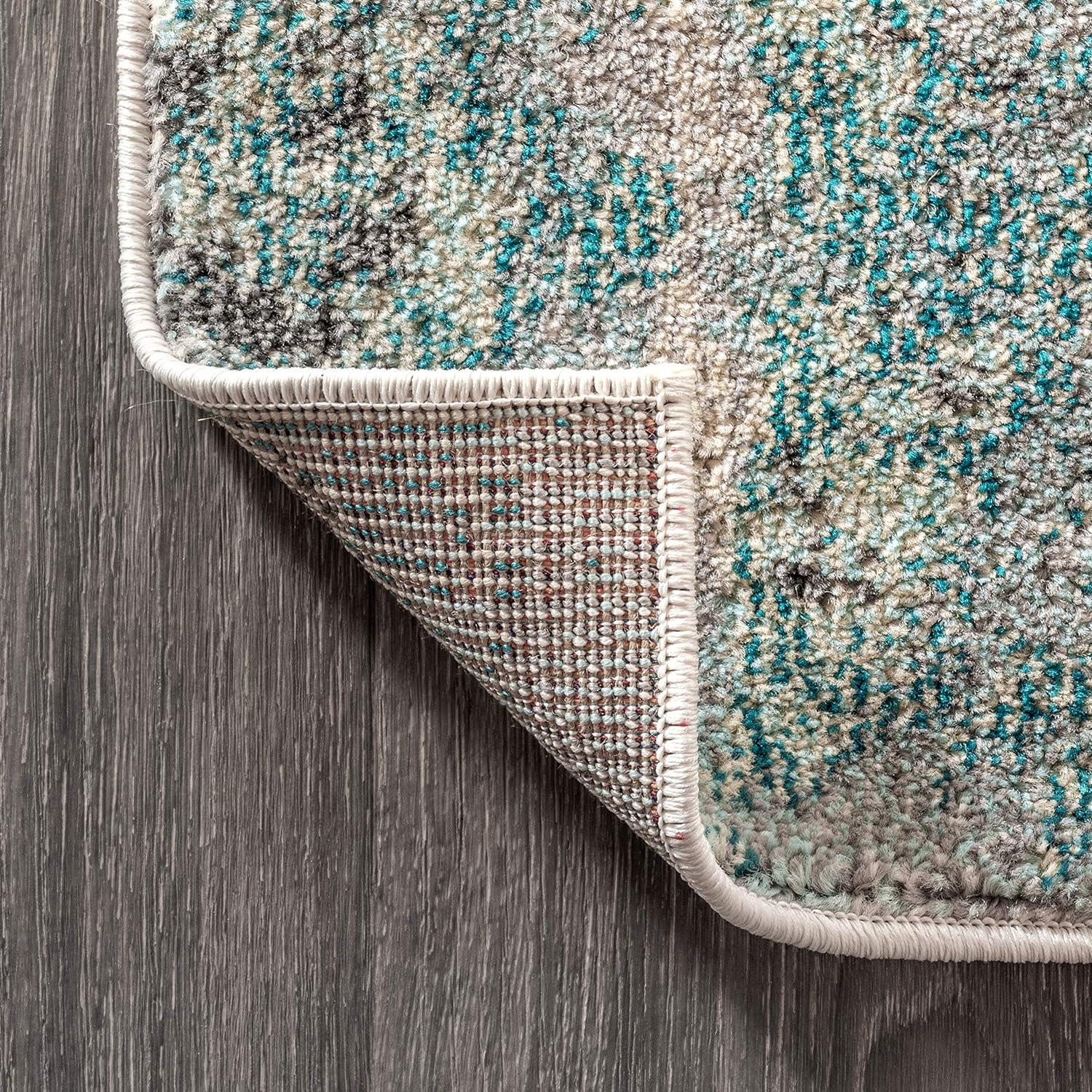 6'x 9' Contemporary POP Modern Abstract Vintage Area Rug, Cream/Blue - JONATHAN Y