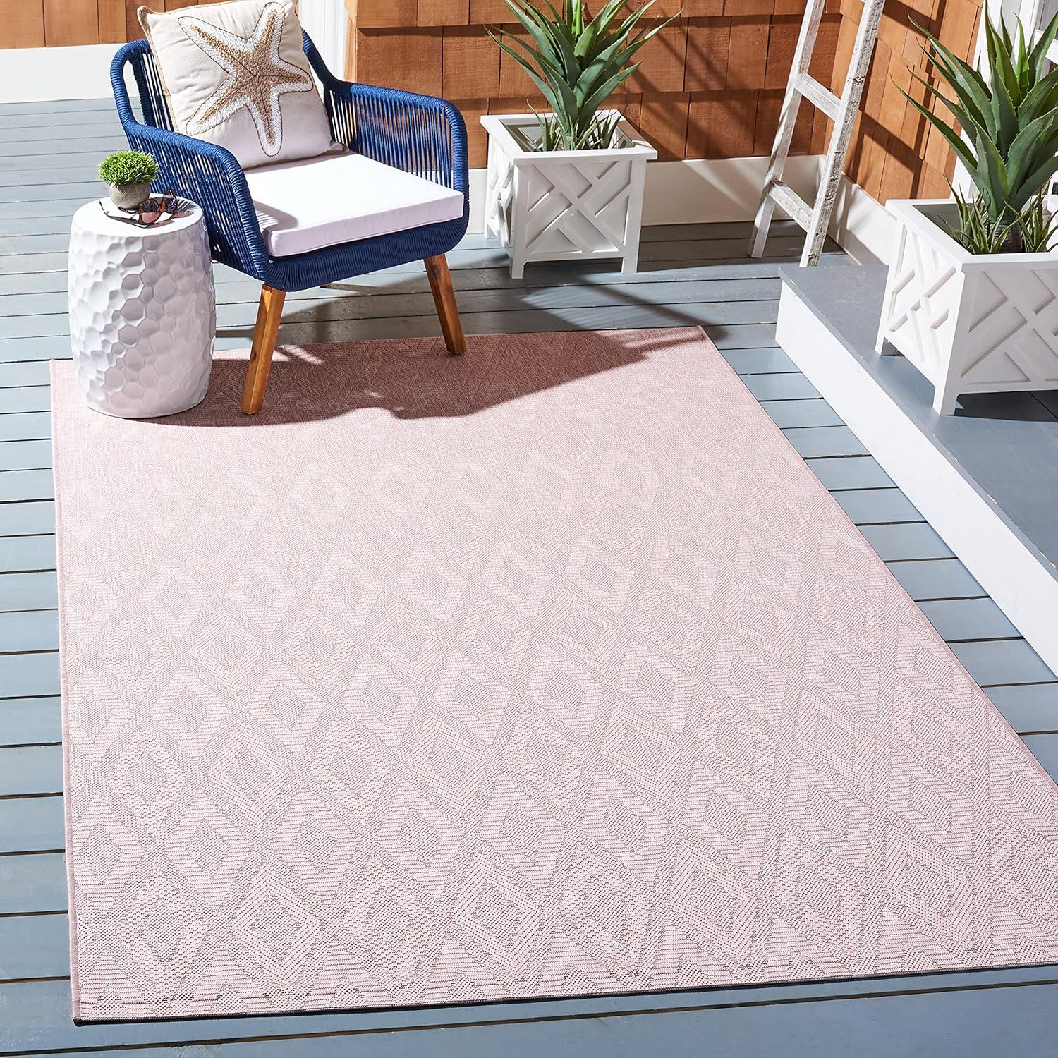 SAFAVIEH Courtyard Teodor Geometric Indoor/Outdoor Area Rug, Pink, 2'7" x 5'