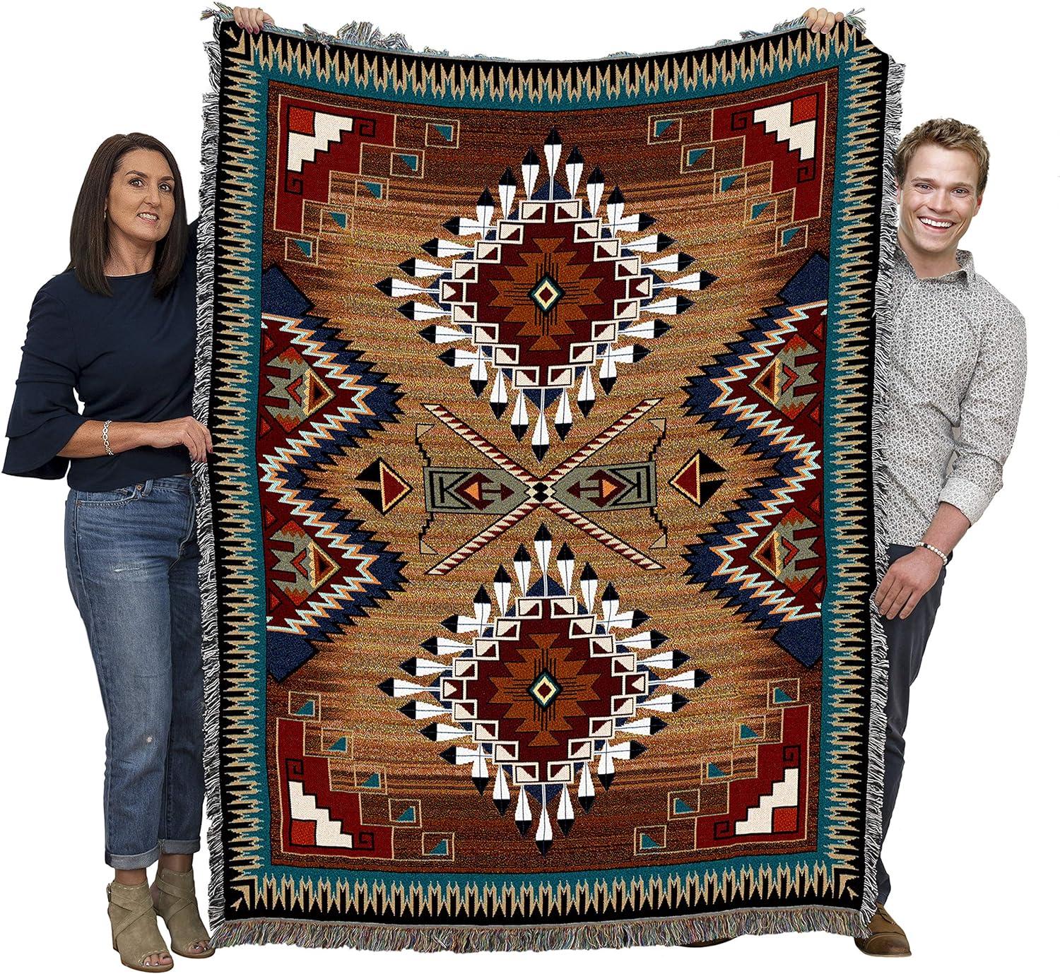 Southwest Native American Inspired Cotton Tapestry Throw Blanket