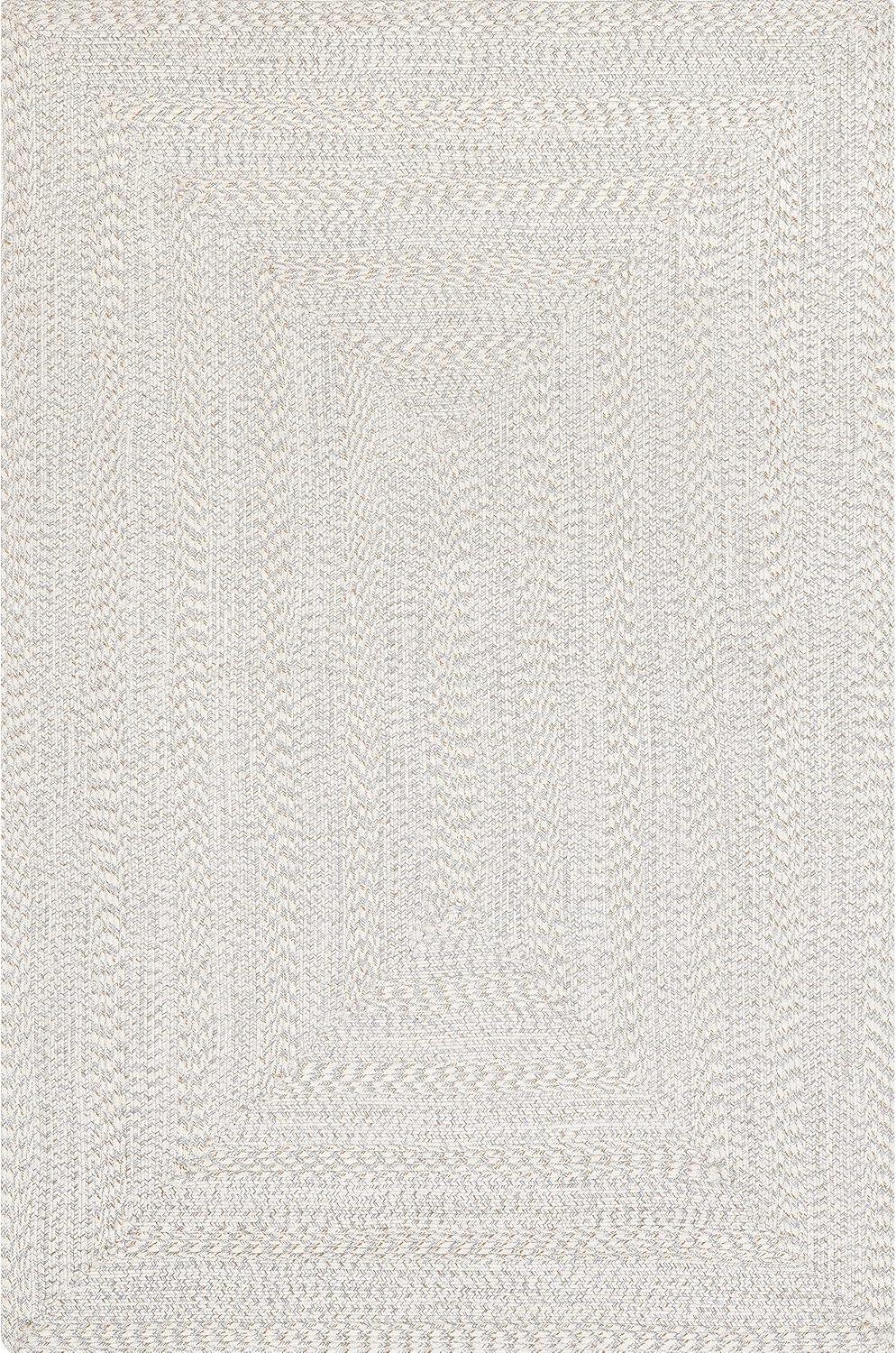 Ivory Braided Oval Indoor/Outdoor Easy Care Rug, 6' x 9'