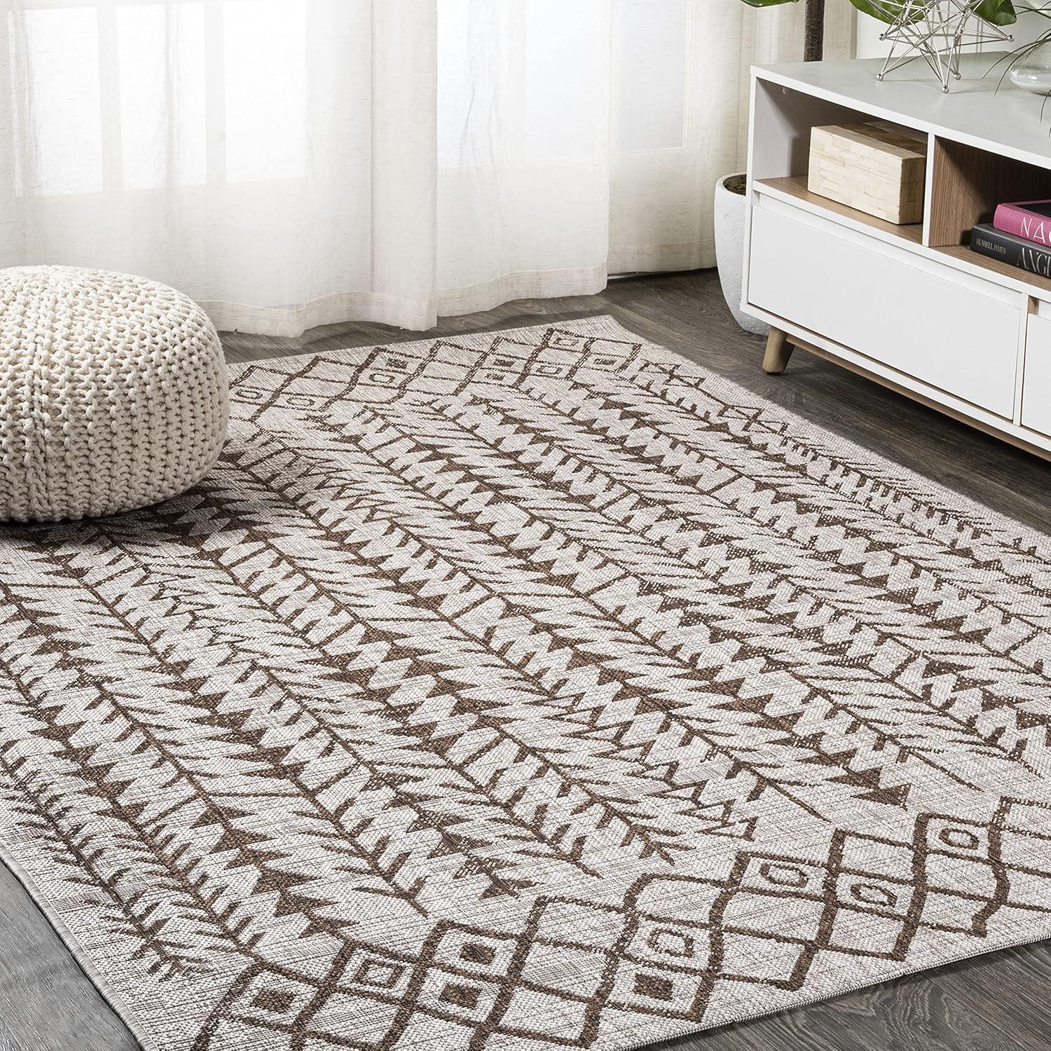 3'x5' Tokay Bohemian Geometric Indoor/Outdoor Area Rug, Beige/Brown - JONATHAN Y
