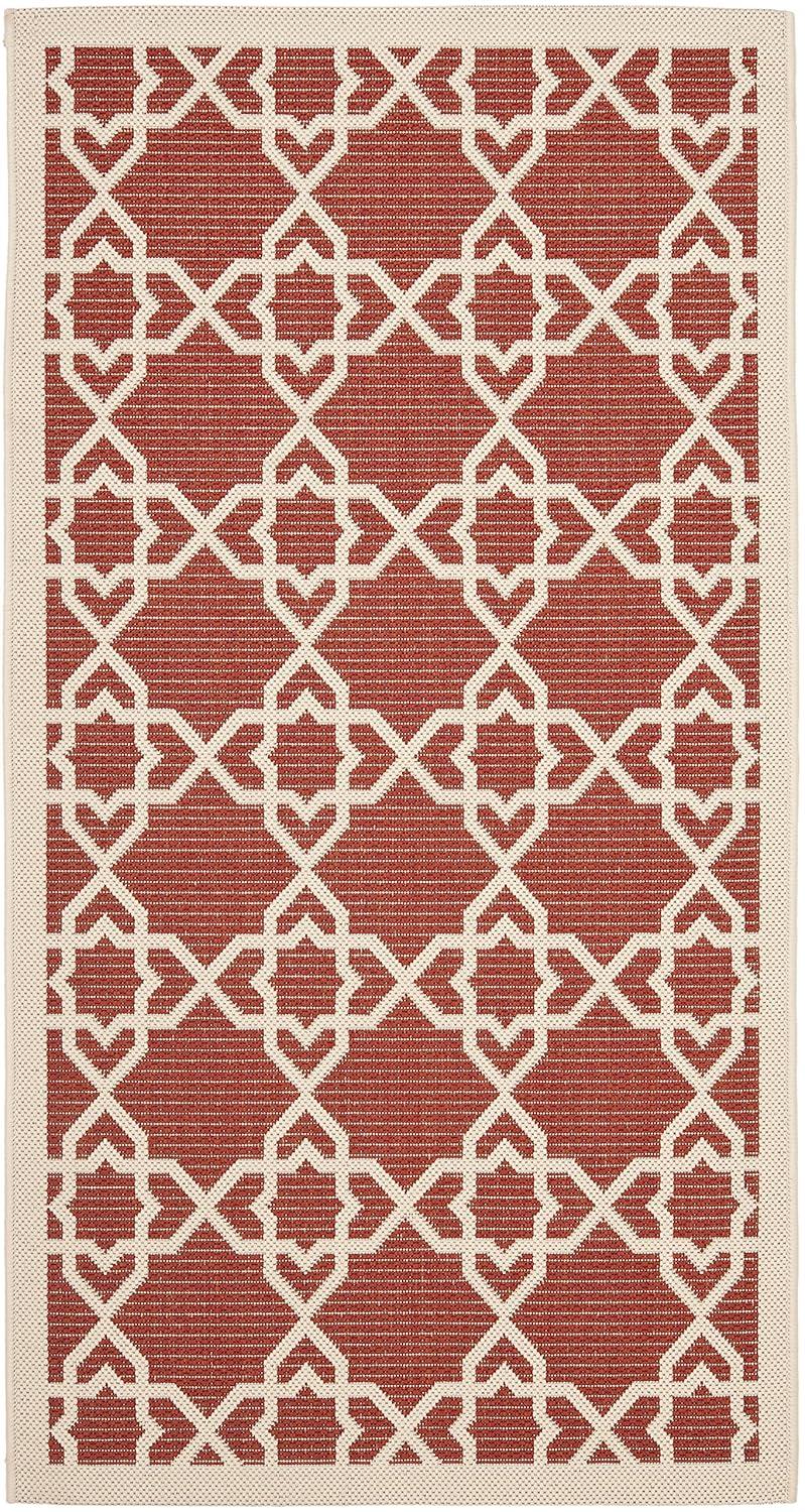 Courtyard CY6032 Power Loomed Indoor and Outdoor Accent Rug - Red/Beige - 2'7"x5' - Safavieh