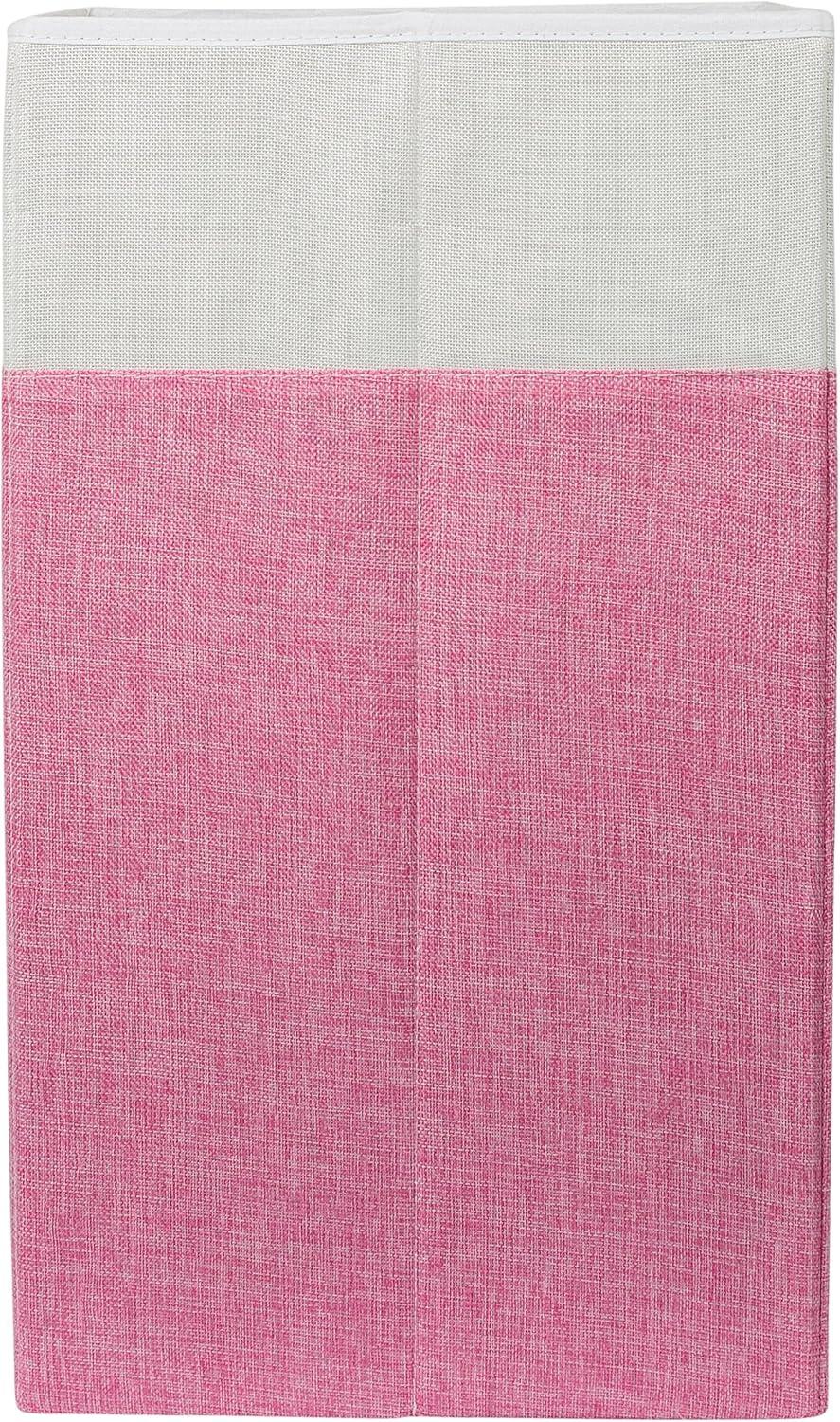 BIRDROCK HOME Folding Cloth Laundry Hamper with Handles | Dirty Clothes Sorter | Easy Storage | Collapsible | Pink and White