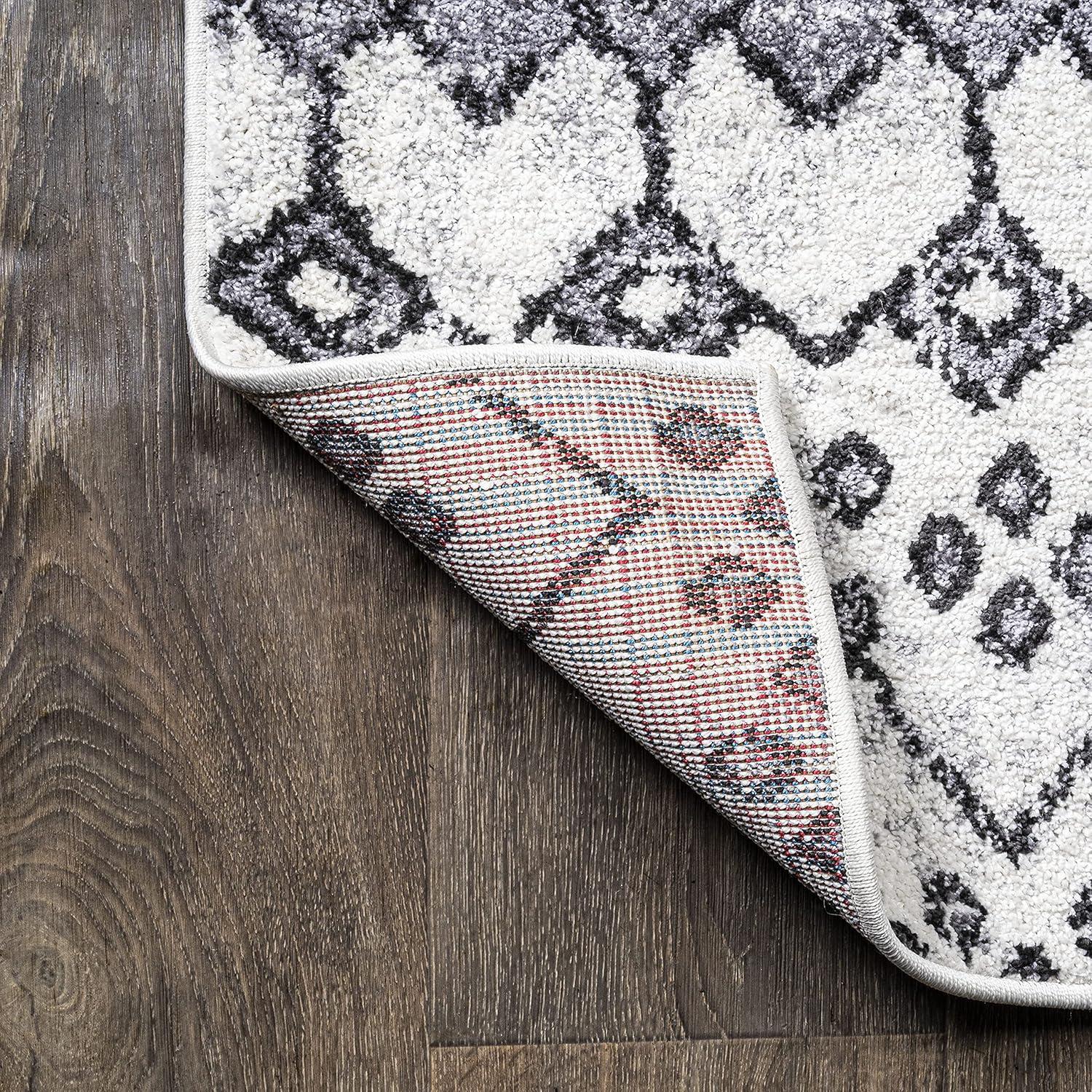 3'x 5' Azmar Moroccan Geometric Distressed Area Rug, Ivory/Black - JONATHAN Y