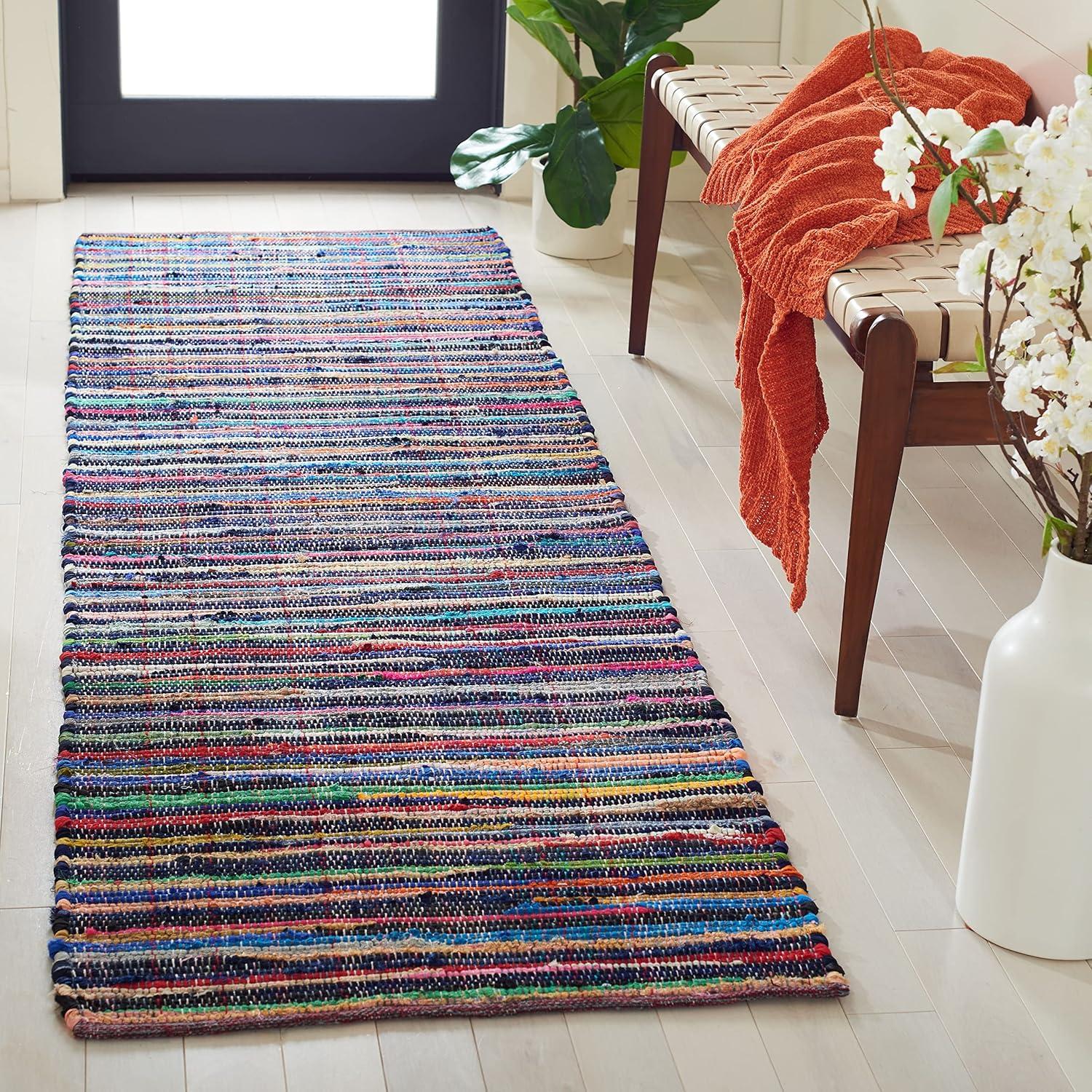 Rag Rug RAR240 Hand Woven Indoor Runner Rug - Red/Multi - 2'3"x10' - Safavieh.