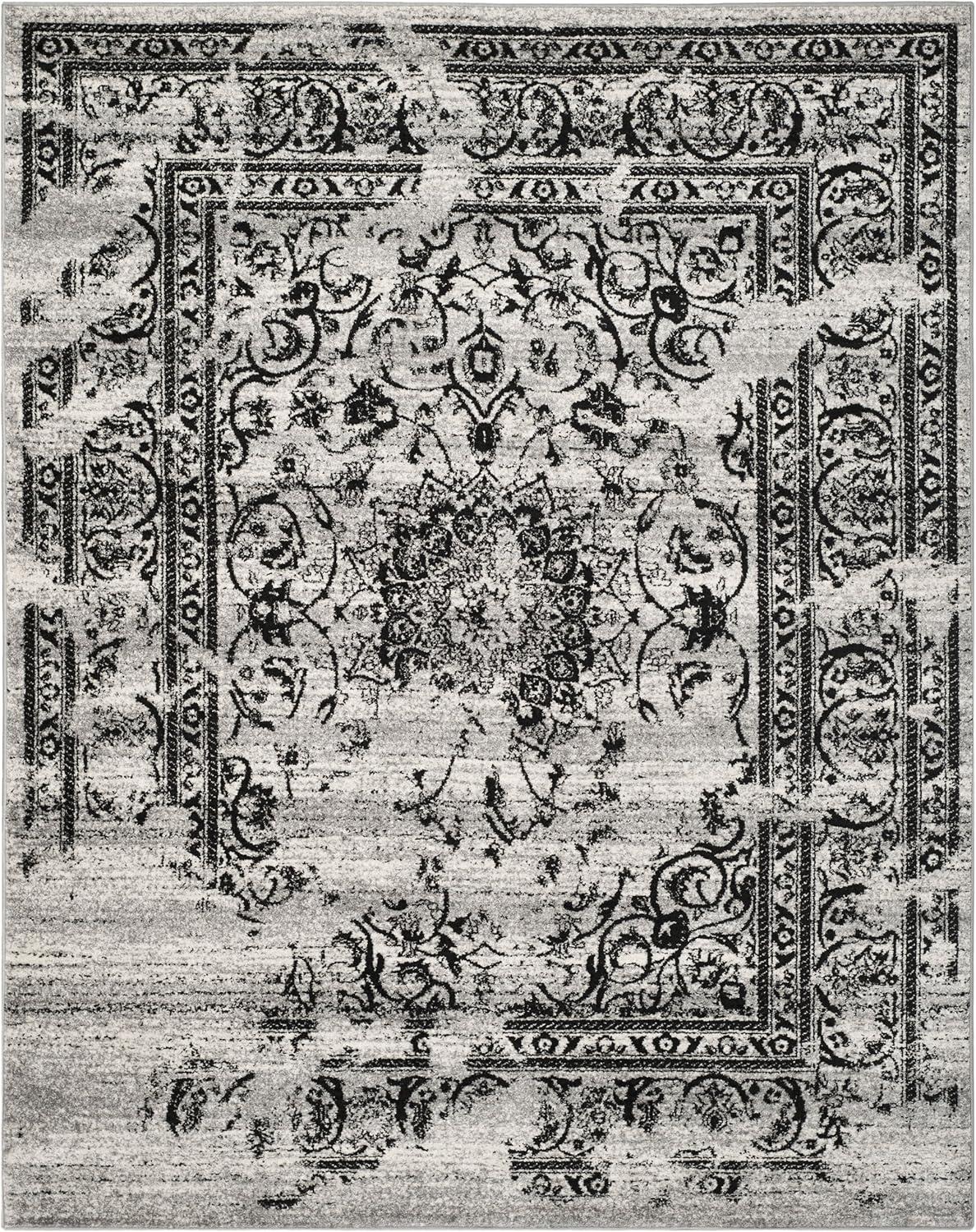 Adirondack ADR101 Power Loomed Area Rug - Silver/Black - 8'9"x11'9" - Safavieh.