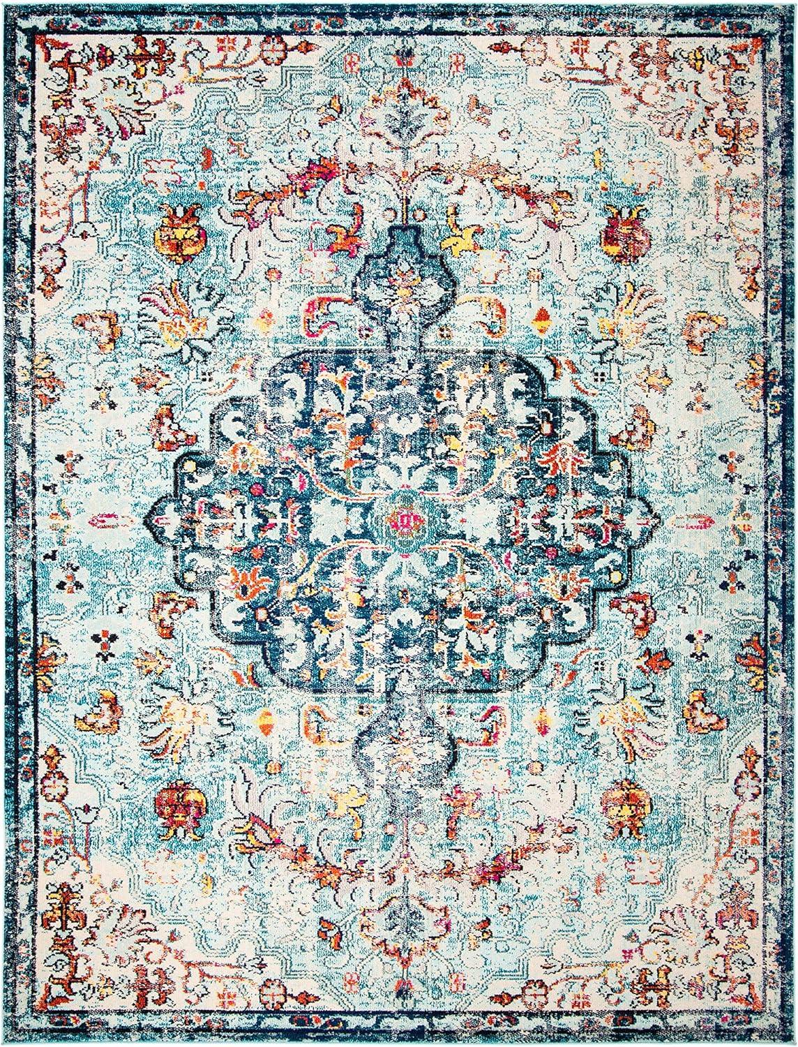 SAFAVIEH Madison Joandra Southwestern Area Rug, Navy/Light Blue, 12' x 18'