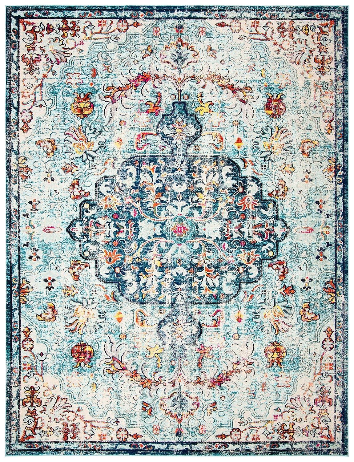 SAFAVIEH Madison Joandra Southwestern Area Rug, Navy/Light Blue, 12' x 15'
