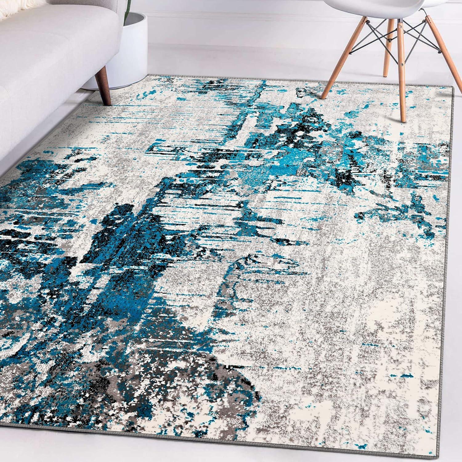 Luxe Weavers Contemporary Abstract Area Rug, Turquoise 5x7