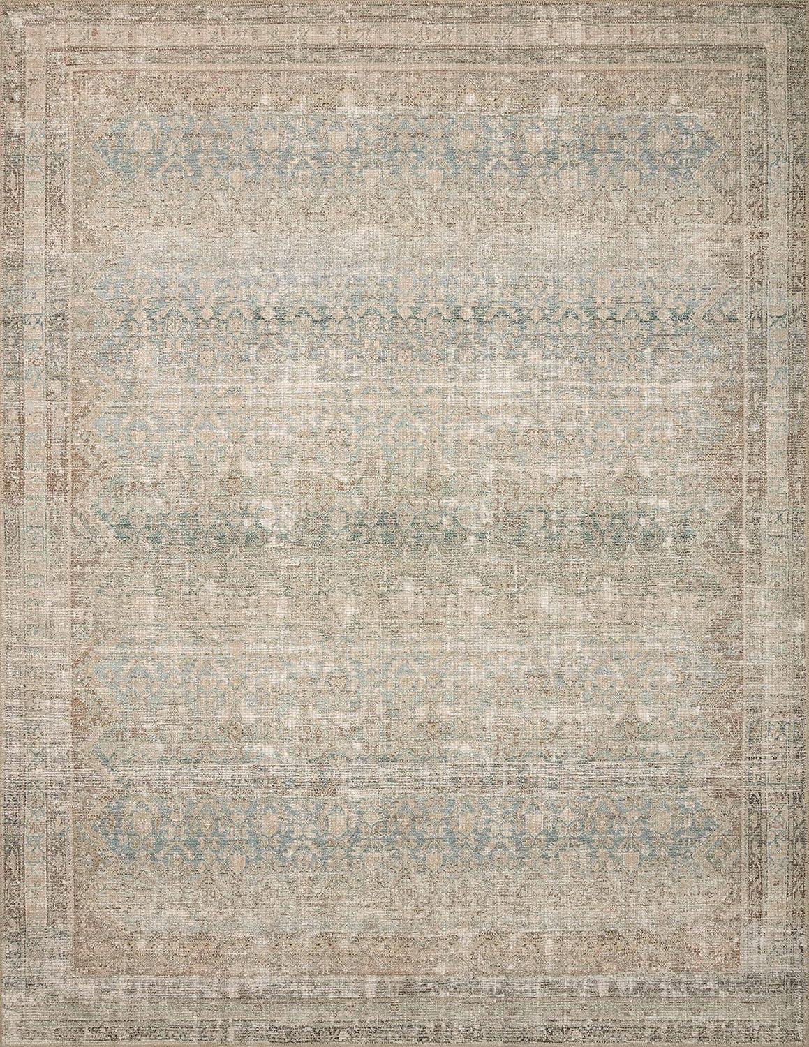 Jade and Natural Synthetic Vintage-Inspired Runner Rug 2'-6" x 7'-6"