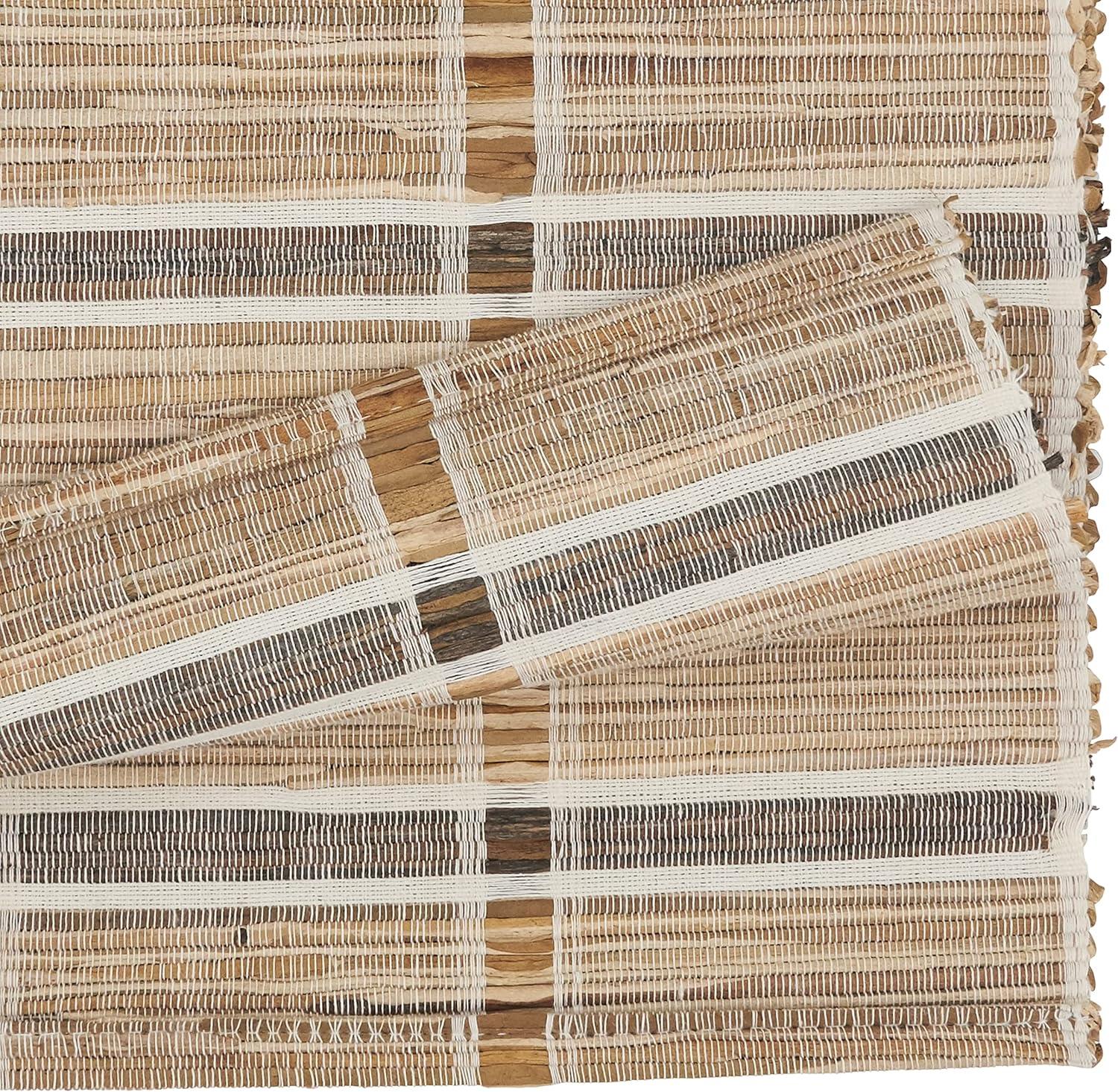 Beige Water Hyacinth Stripe Table Runner, 14"x72"