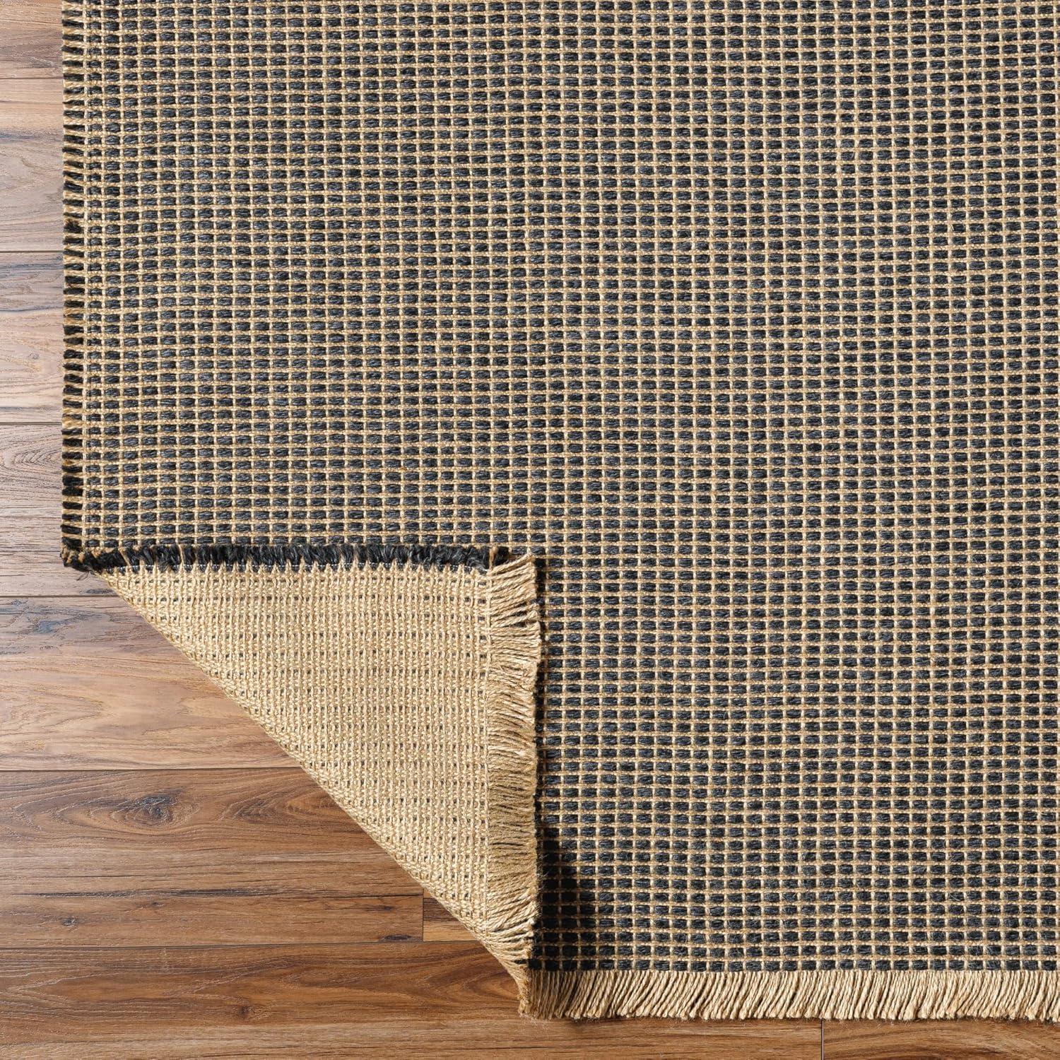 Kimi II Jute Rug by Becki Owens x Surya - Black and Natural / 3'11" x 5'7"