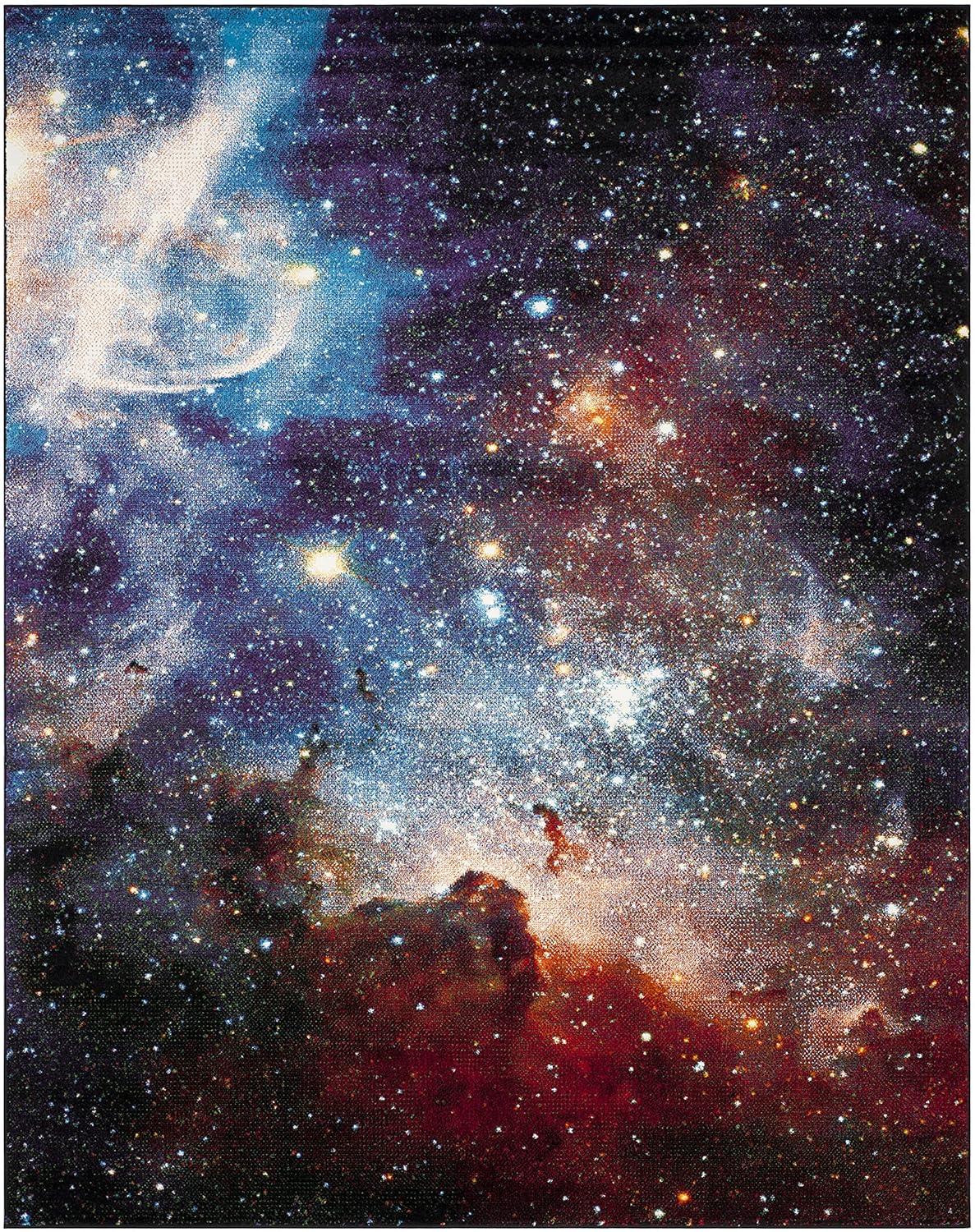 SAFAVIEH Galaxy Kalden Astronomy Area Rug, Purple/Multi, 9' x 12'