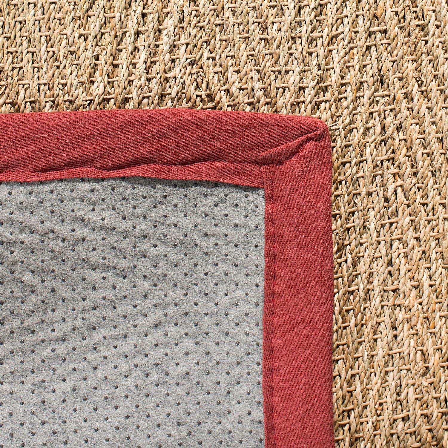 SAFAVIEH Natural Fiber Maisy Border Seagrass Area Rug, Natural/Red, 9' x 12'