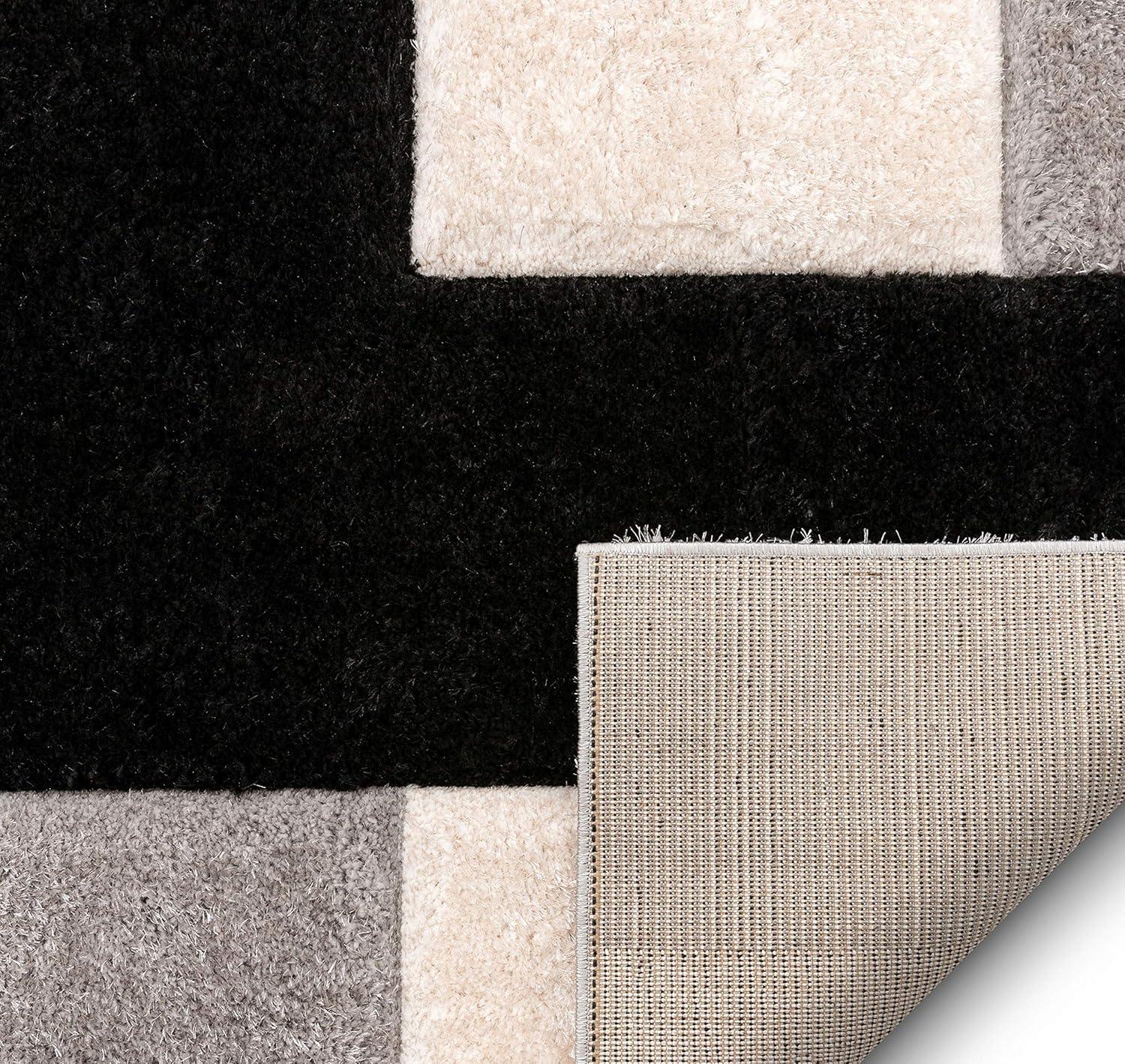 Well Woven Ella Geometric Boxes Thick Soft 3D Textured Shag 5'3" x 7'3" Blush Area Rug