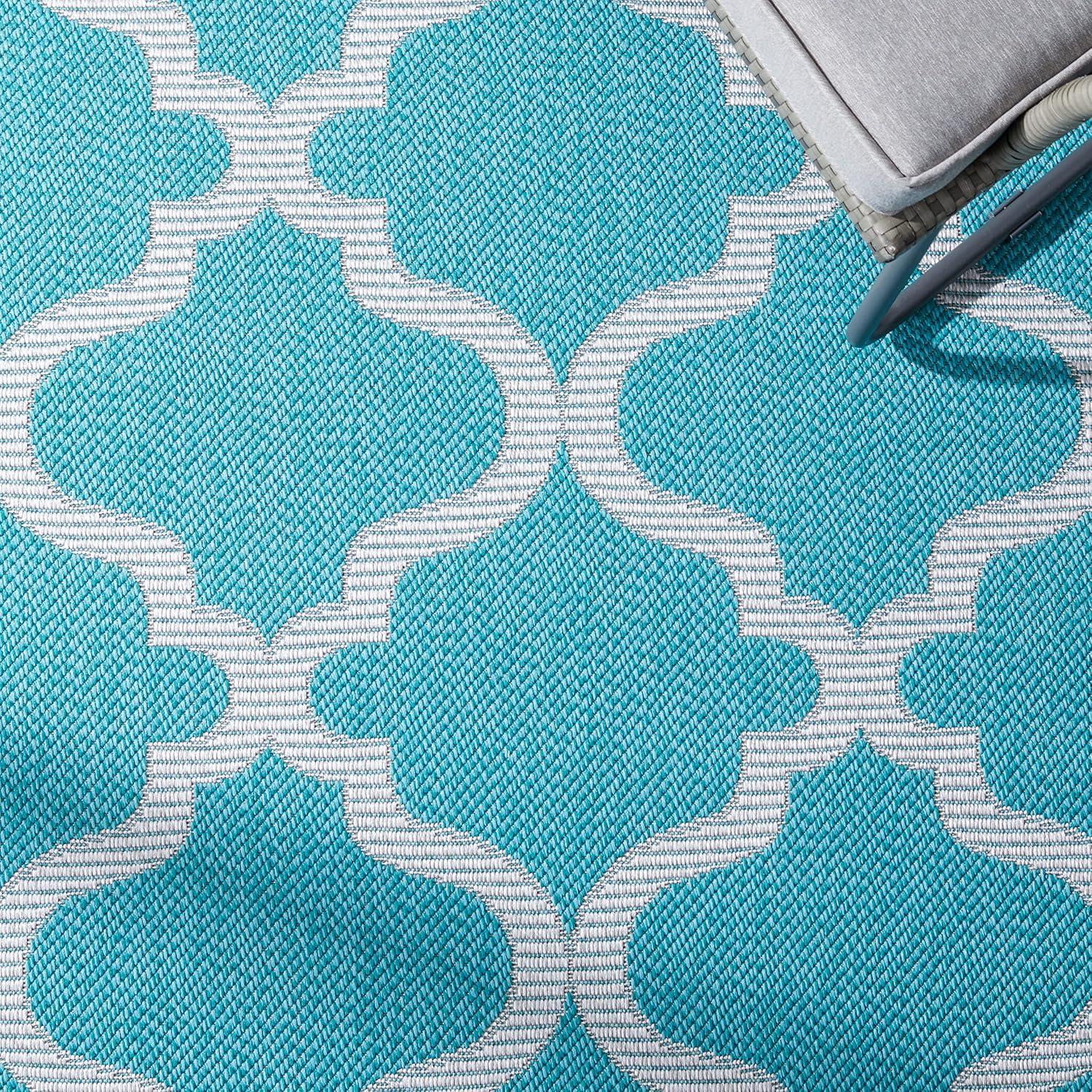 Bermuda BMU810 Machine Washable UV & Stain Resistant Non-Shedding Power Loomed Indoor/Outdoor Area Rug - Light Blue/Ivory - 5'3"x7'6" - Safavieh