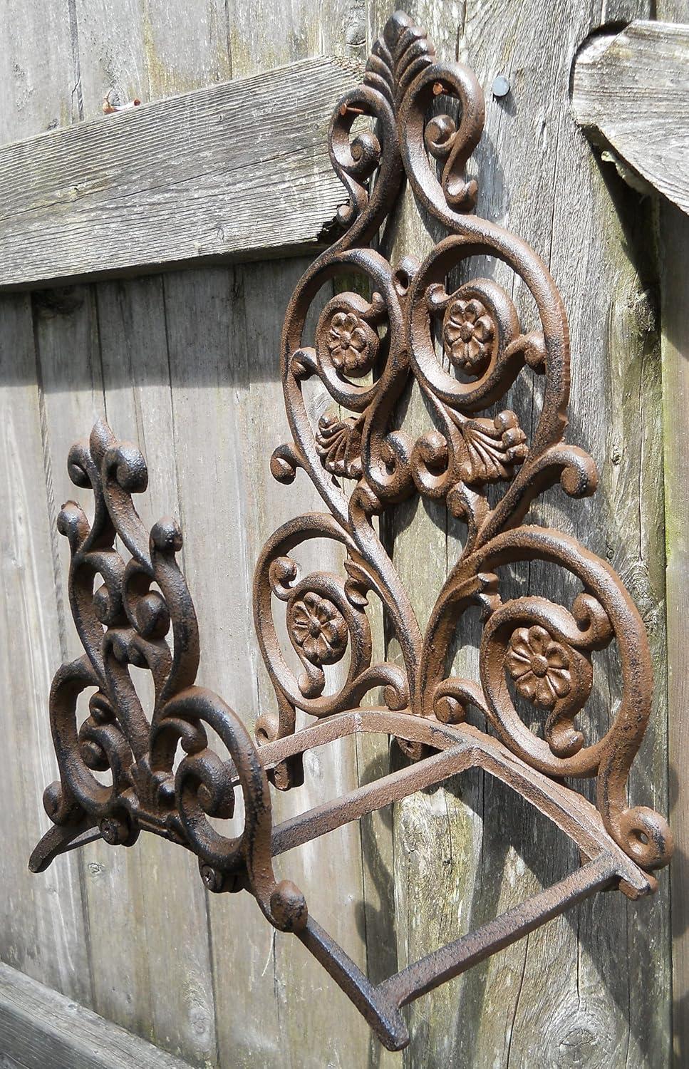 Ornate Brown Cast Iron Garden Hose Holder