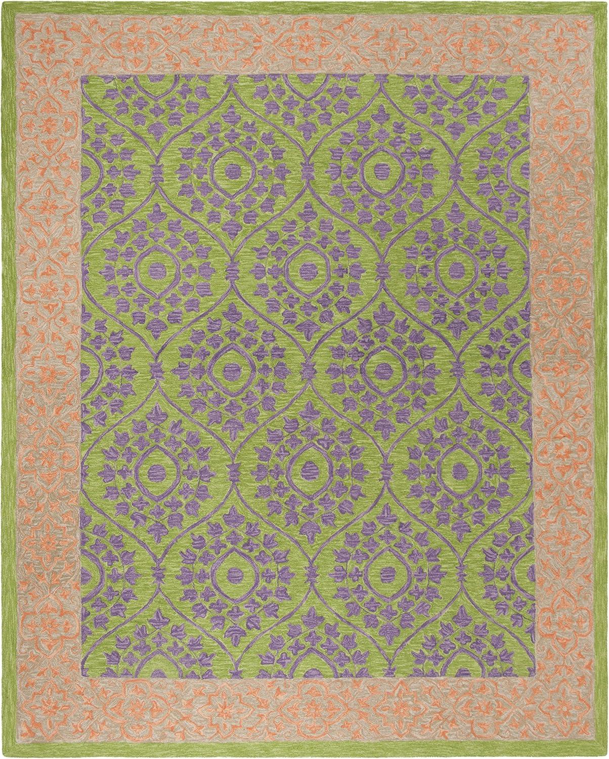 Suzani SZN102 Hand Hooked Indoor Area Rug - Green/Violet - 8'x10' - Safavieh.