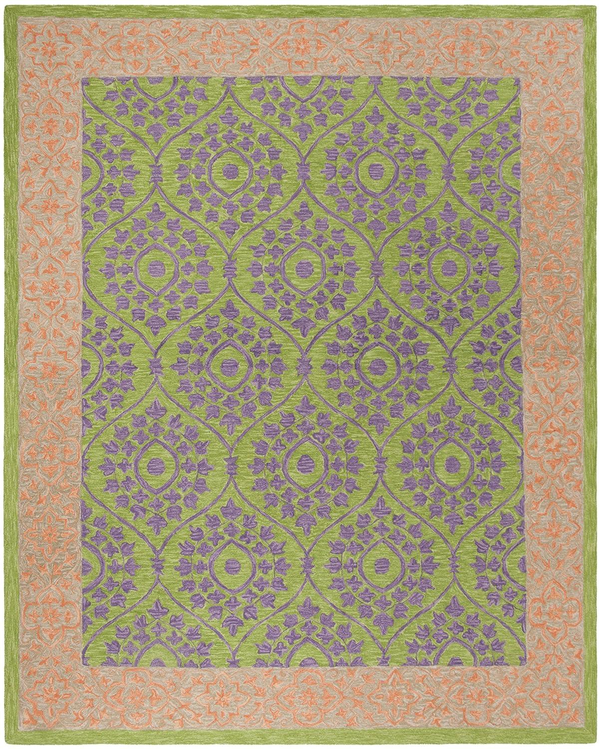 Suzani SZN102 Hand Hooked Indoor Area Rug - Green/Violet - 8'x10' - Safavieh.