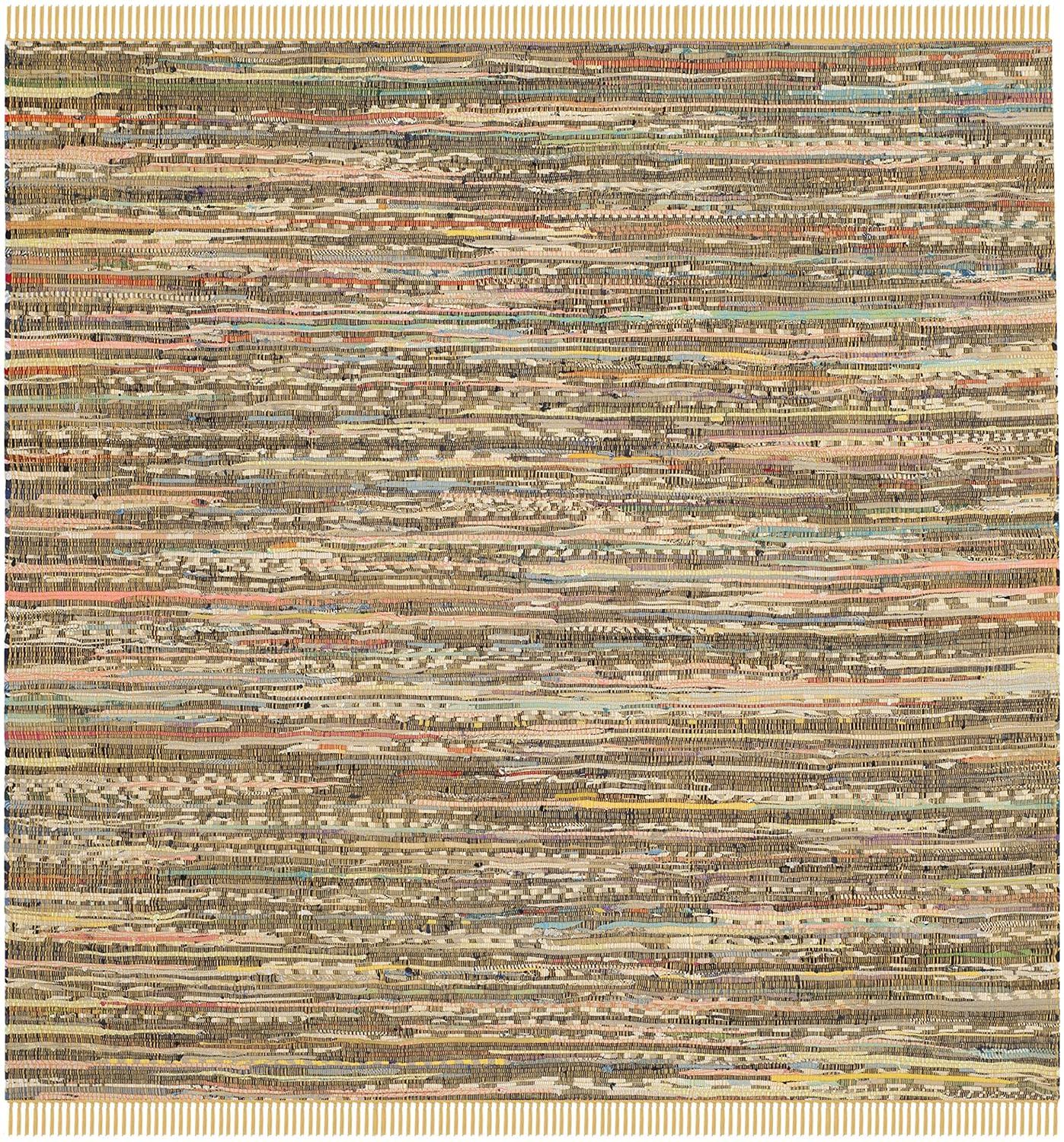Rag Rug RAR121 Hand Woven Indoor Area Rug - 6'x6' - Yellow/Multi - Safavieh